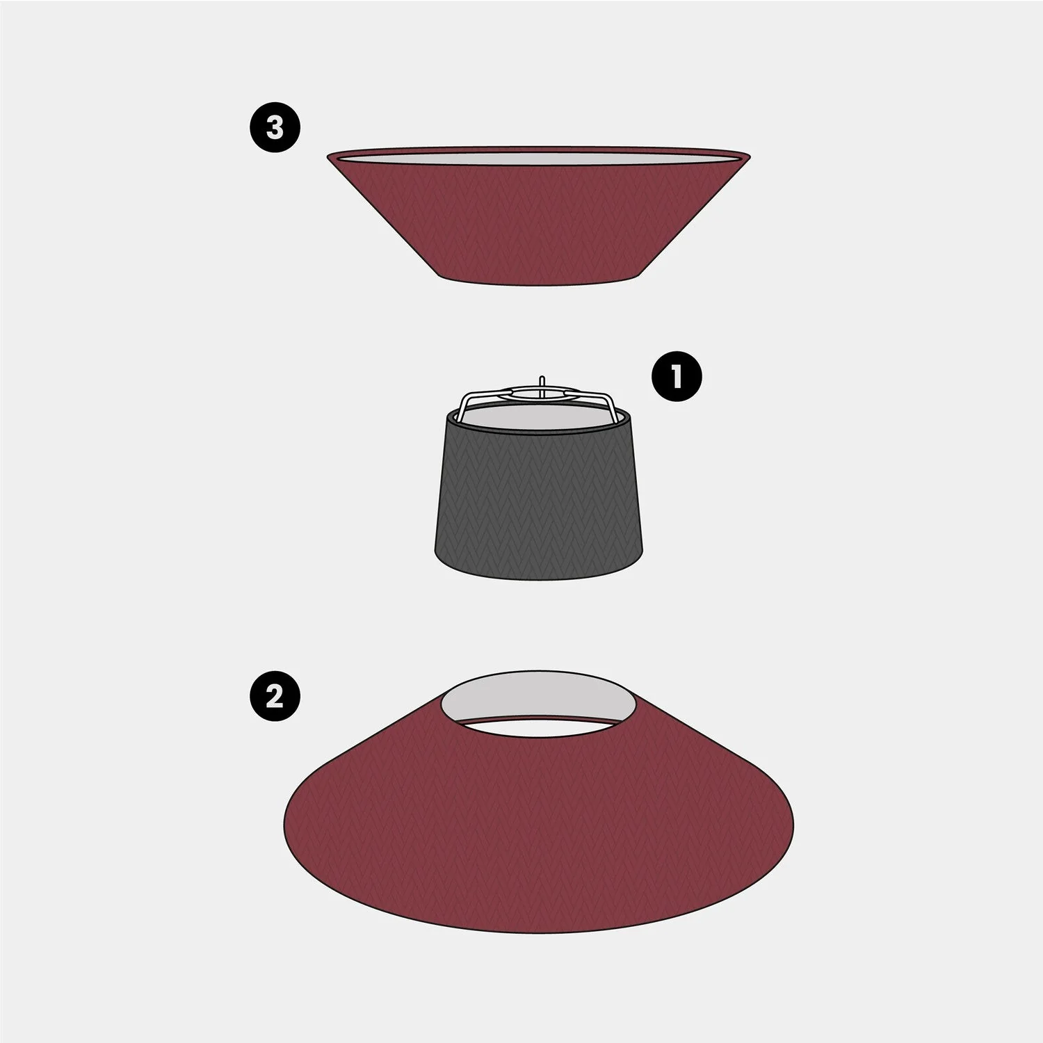 Clessidra fabric lampshade for pendant lamp - Arenal Bordeaux - Image 16