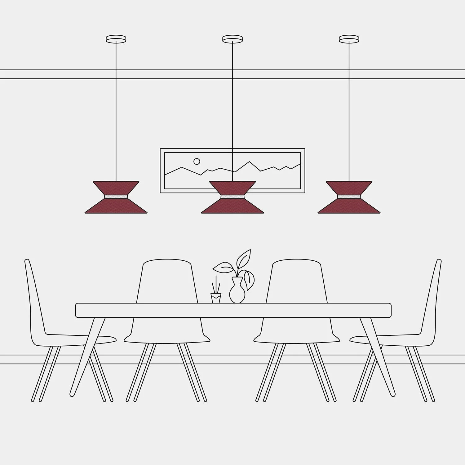 Clessidra fabric lampshade for pendant lamp - Arenal Bordeaux - Image 6