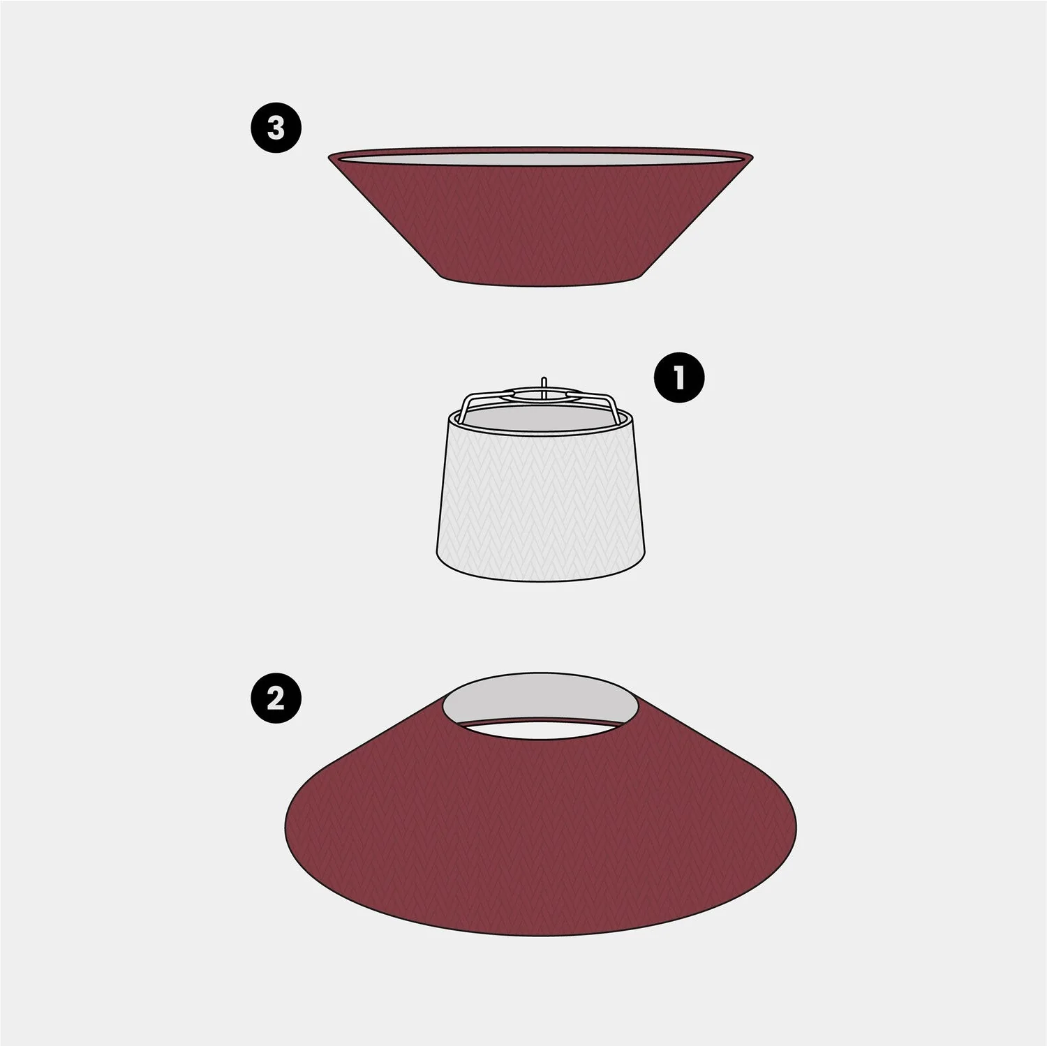 Clessidra fabric lampshade for pendant lamp - Arenal Bordeaux - Image 7