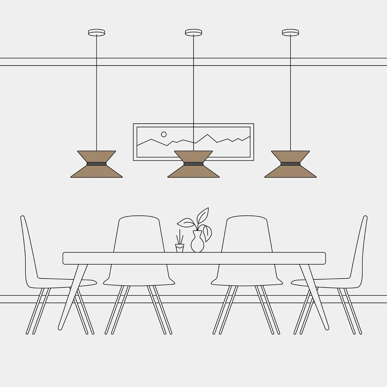Clessidra fabric lampshade for pendant lamp - Brown Wool - Image 15