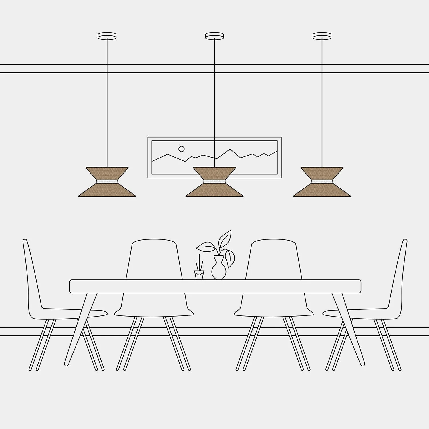 Clessidra fabric lampshade for pendant lamp - Brown Wool - Image 6