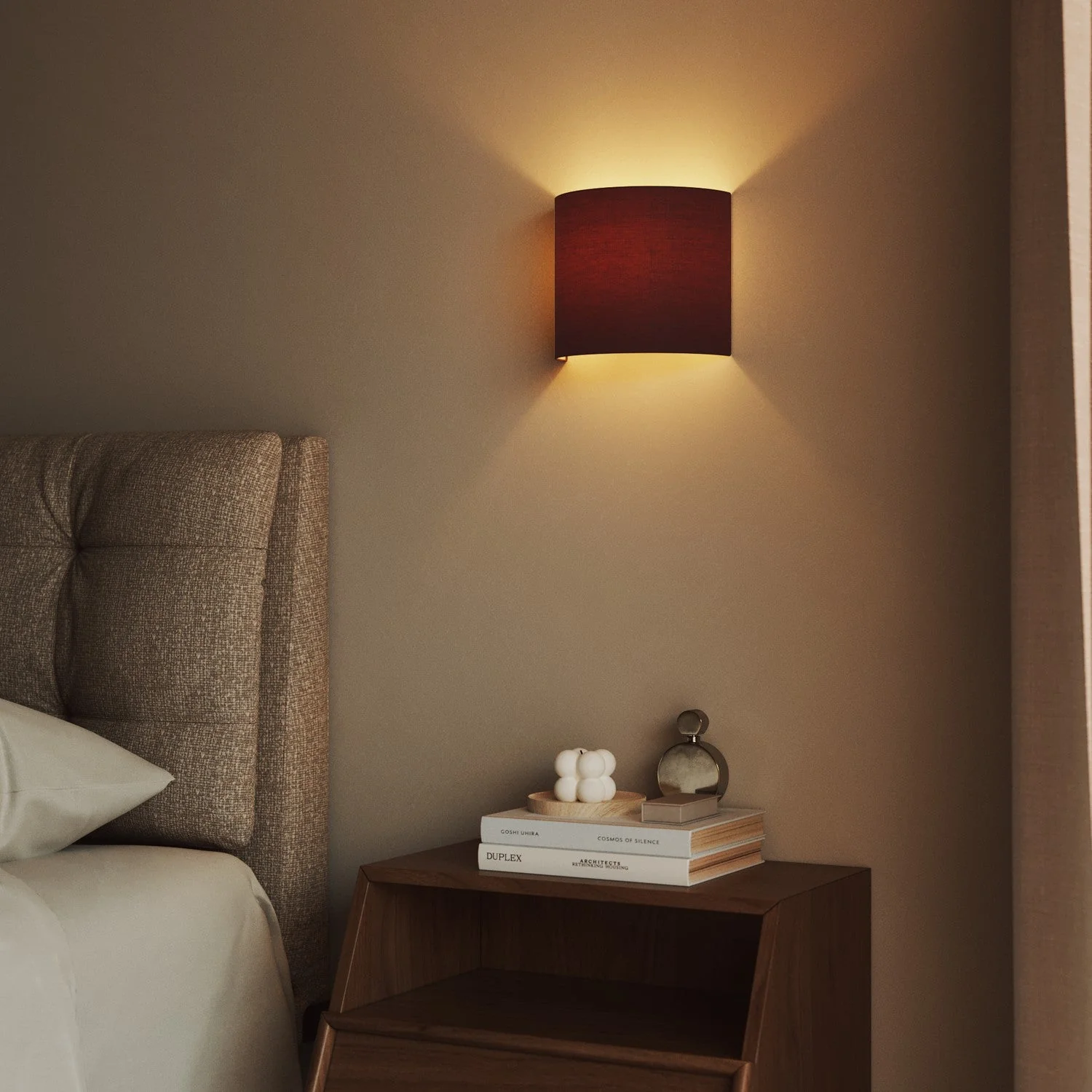 Ventola Wall Light with fabric lampshade - Made in Italy - Arenal Bordeaux - Image 2