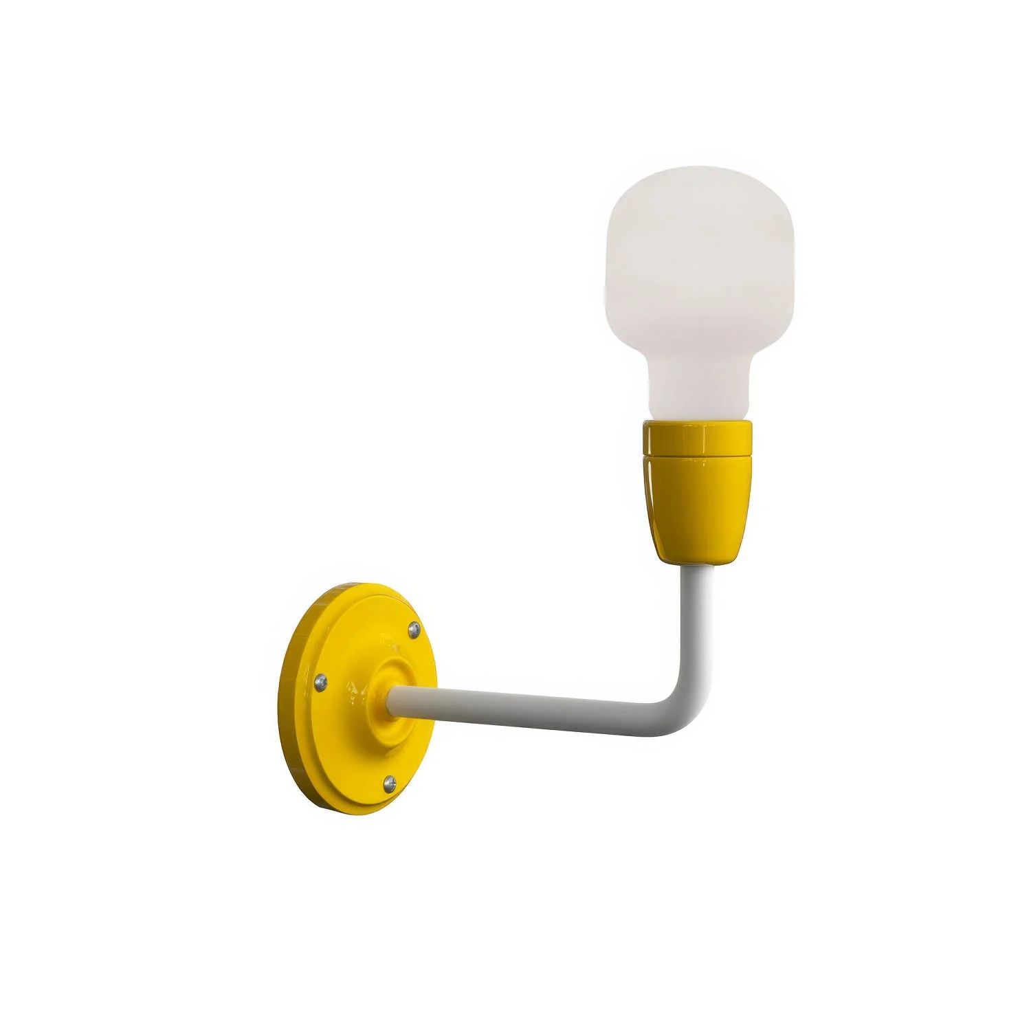 Fermaluce Color, wall lamp in metal and porcelain with curved extension - Yellow