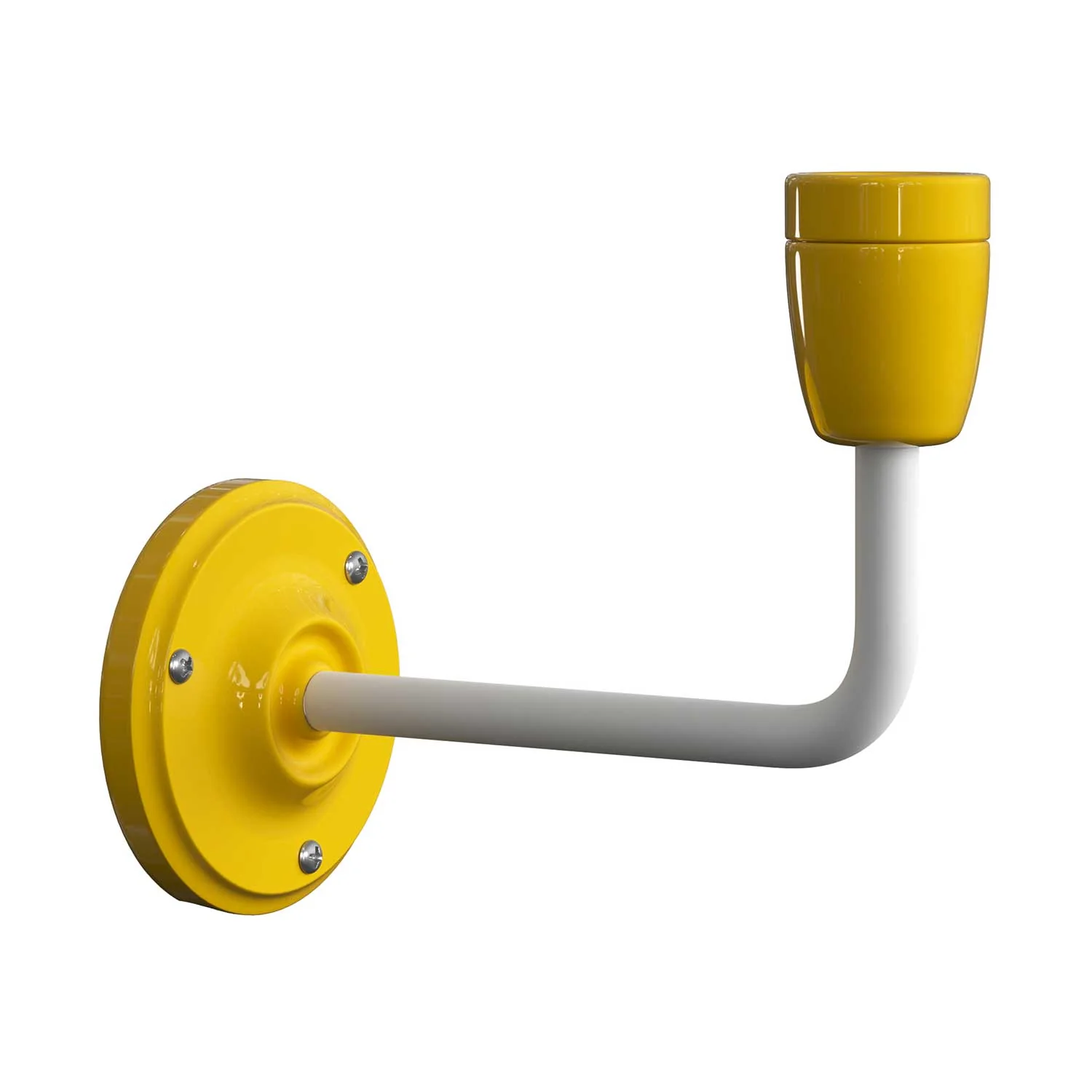 Fermaluce Color, wall lamp in metal and porcelain with curved extension - Yellow - Image 3