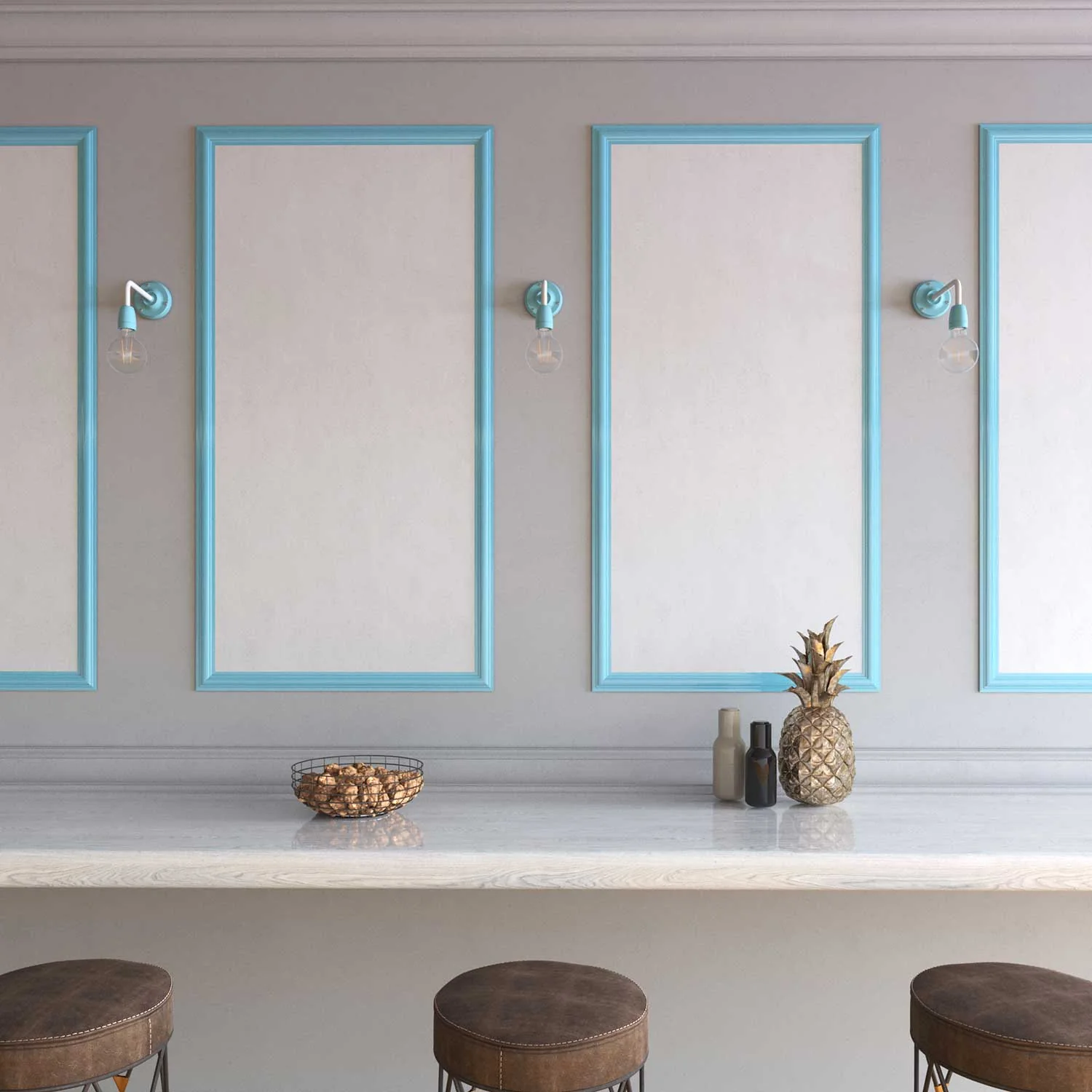 Fermaluce Color, wall lamp in metal and porcelain with curved extension - Light blue - Image 2