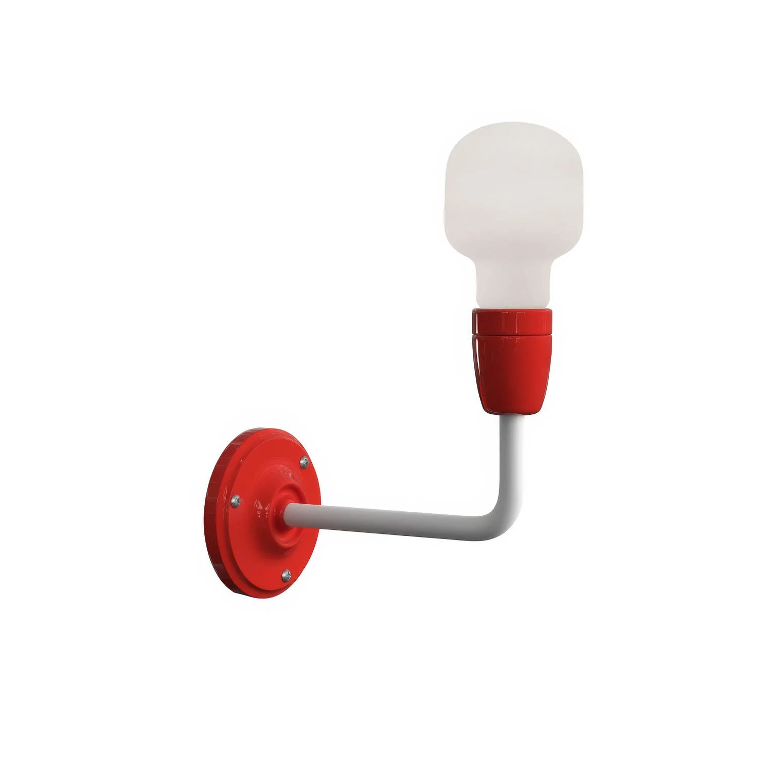 Fermaluce Color, wall lamp in metal and porcelain with curved extension - Red
