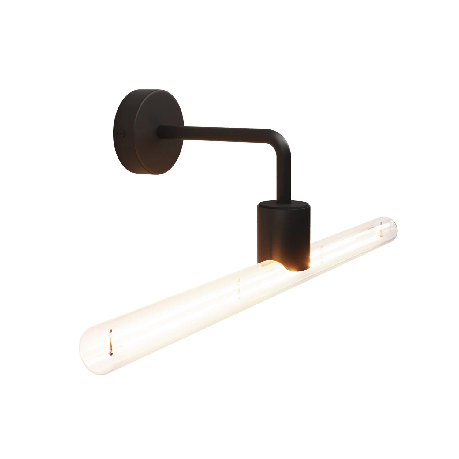 Fermaluce esse14, wall lamp in metal with curved extension - Black