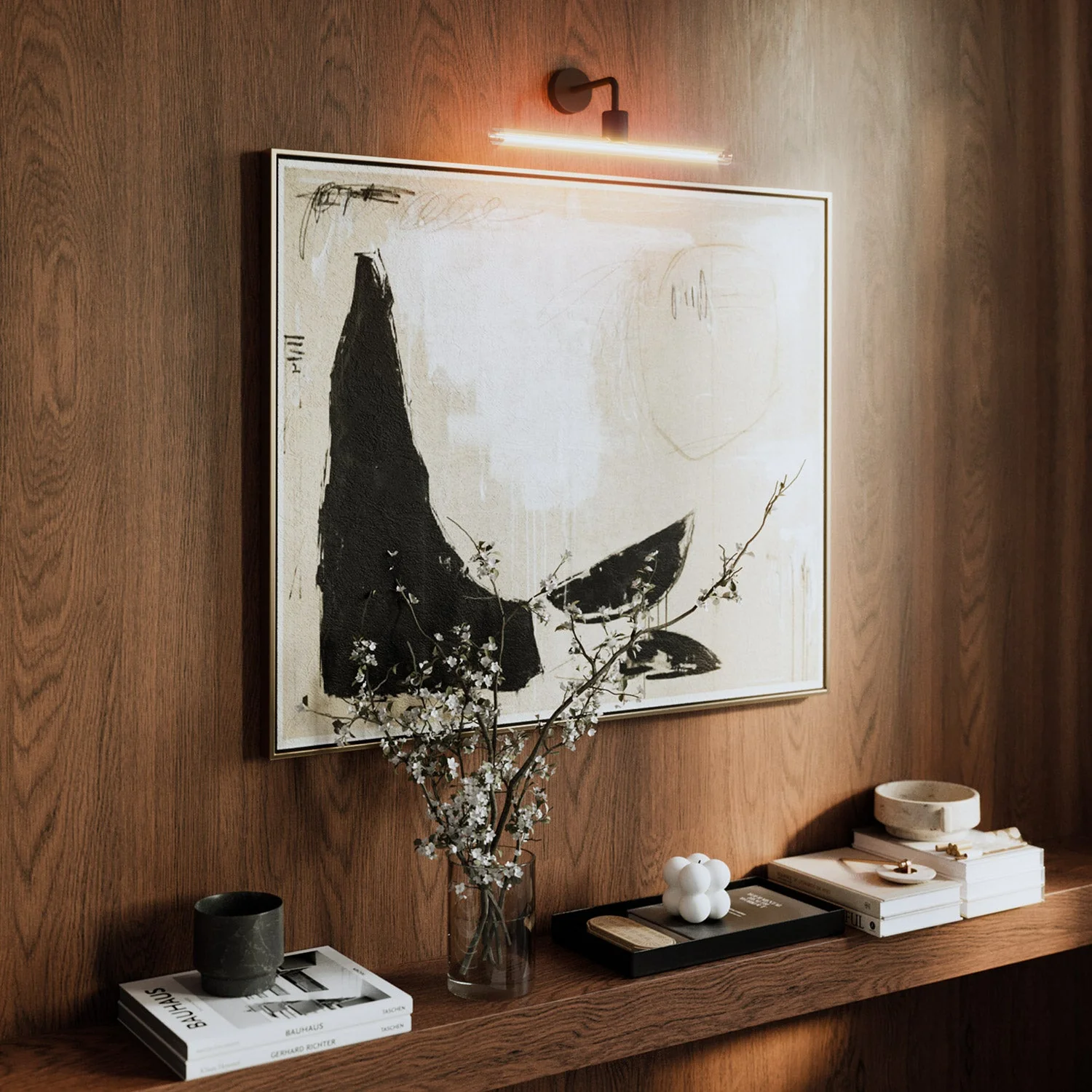 Fermaluce esse14, wall lamp in metal with curved extension - Black - Image 2