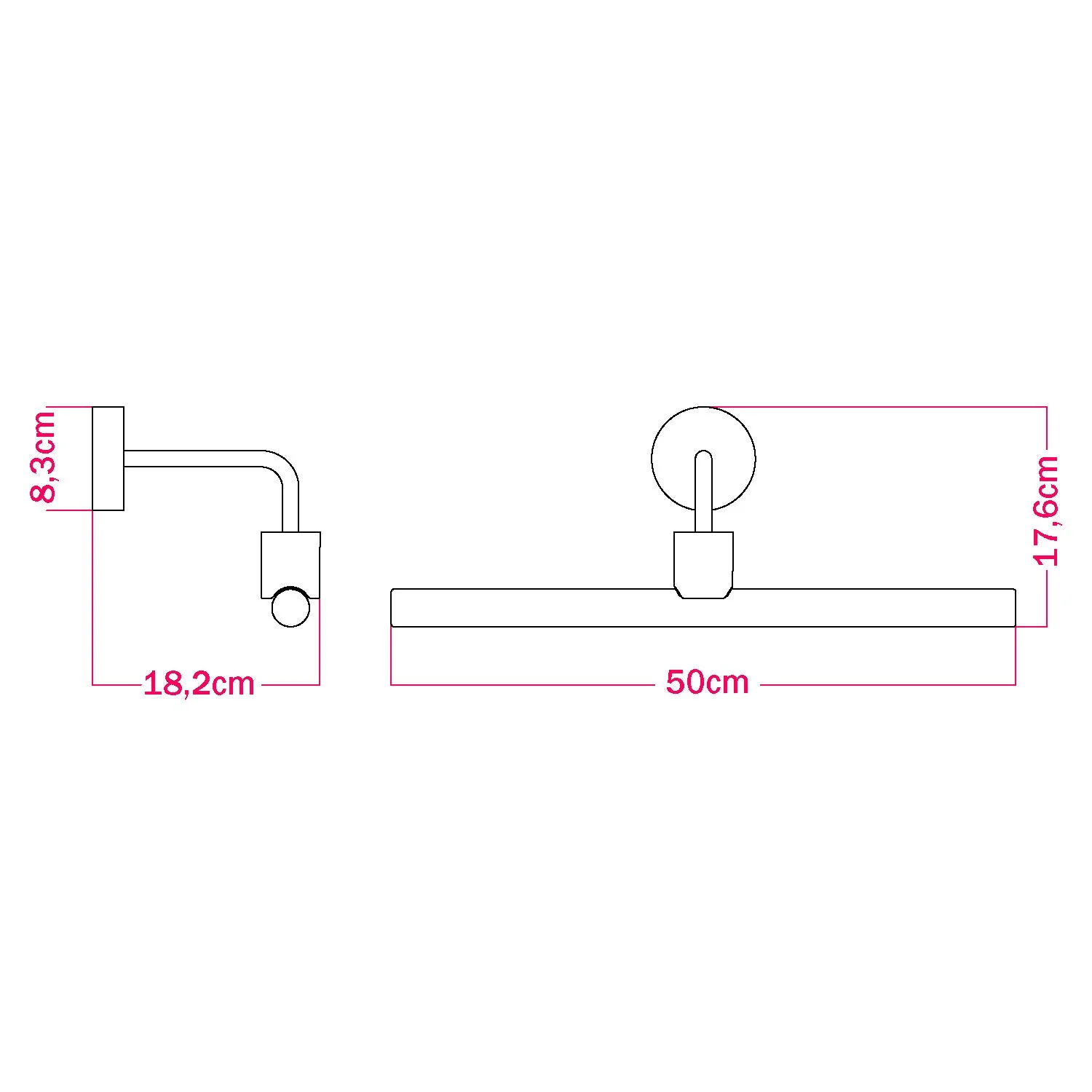 Fermaluce esse14, wall lamp in metal with curved extension - Black - Image 3