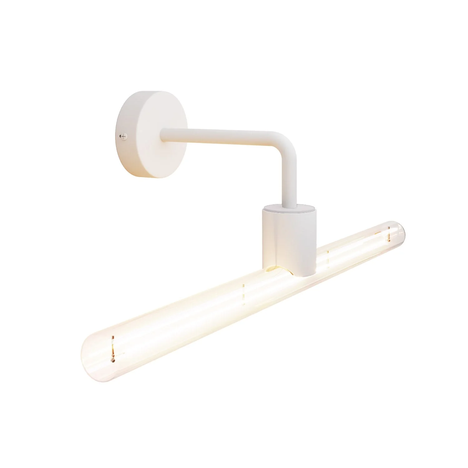 Fermaluce esse14, metal wall lamp with curved extension - White