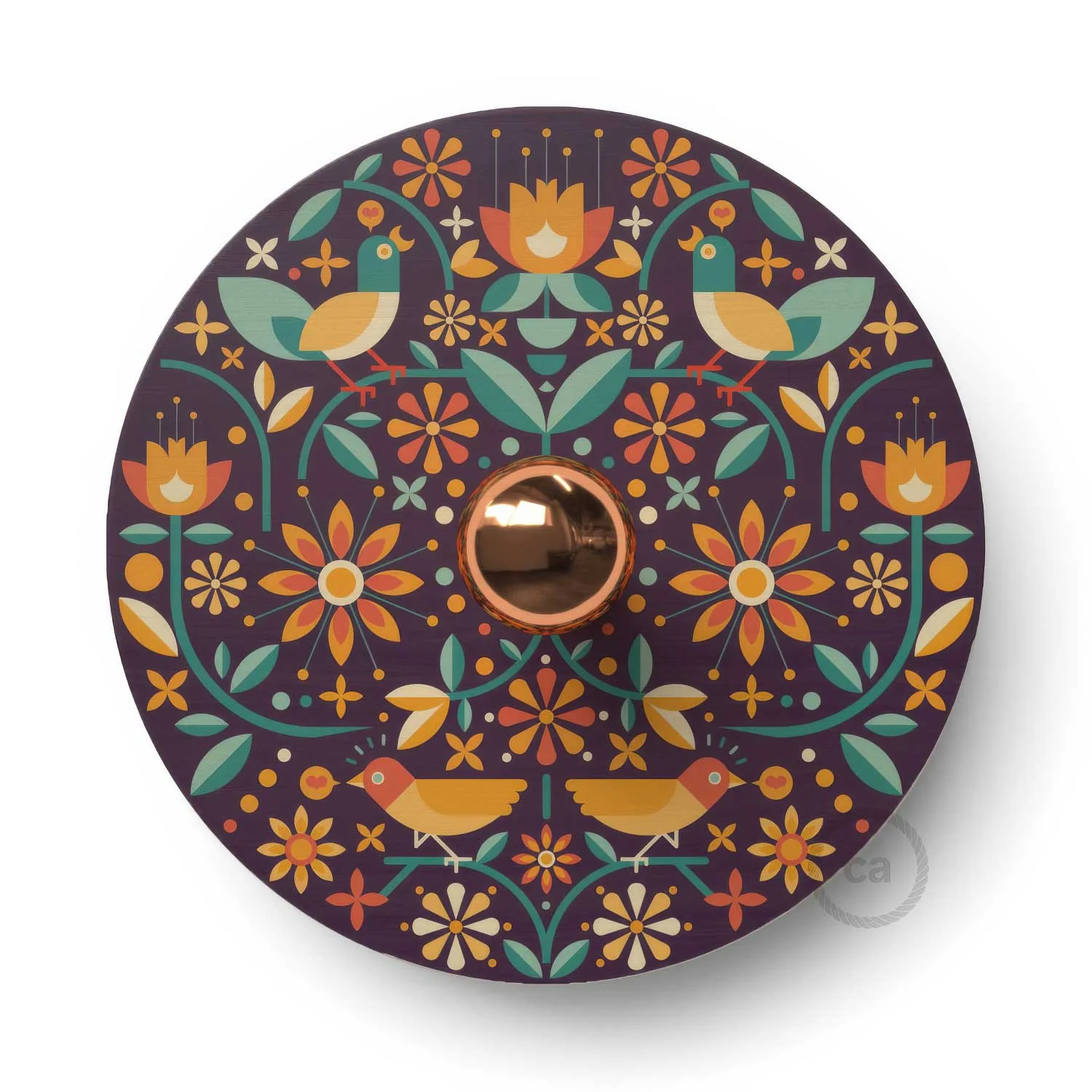 Fermaluce Etnico with UFO wooden double-sided lampshade illustrated by Francesco Poroli - Image 4