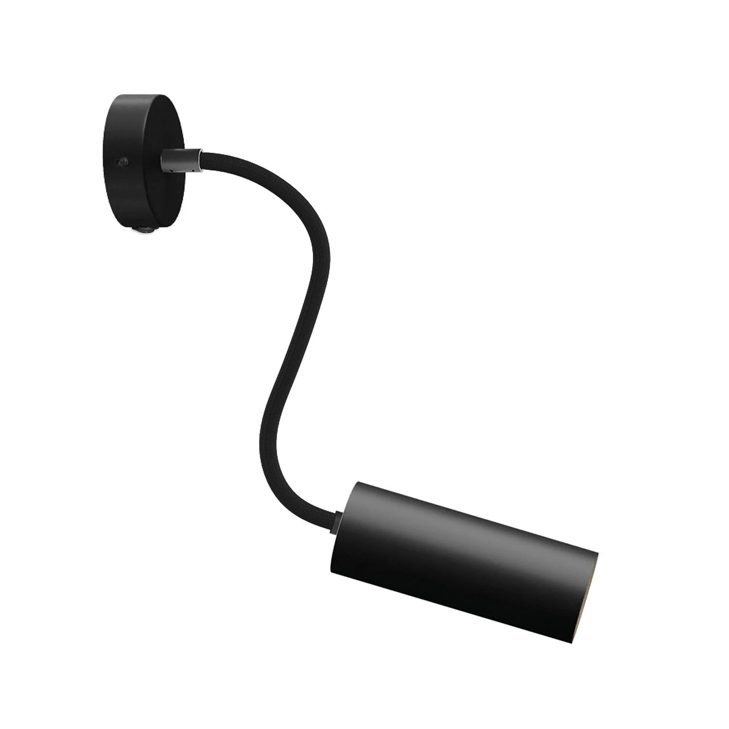 Fermaluce Flex 30 lamp with mini ceiling rose with switch and spotlight with Tub-E14 lampshade - Black