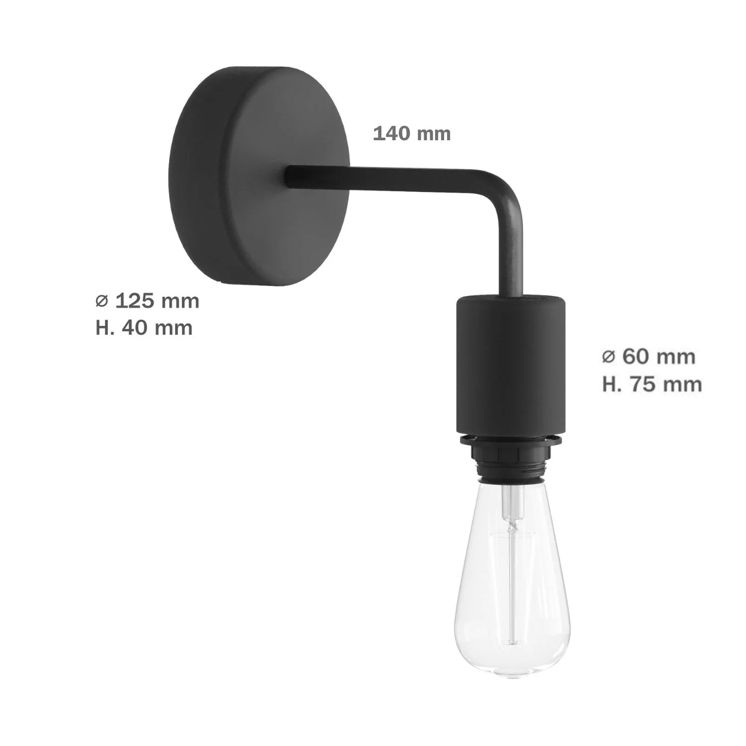 Fermaluce for Modulair lampshade with L-extension, ceiling rose and IP65 waterproof lamp holder - Black - Image 5
