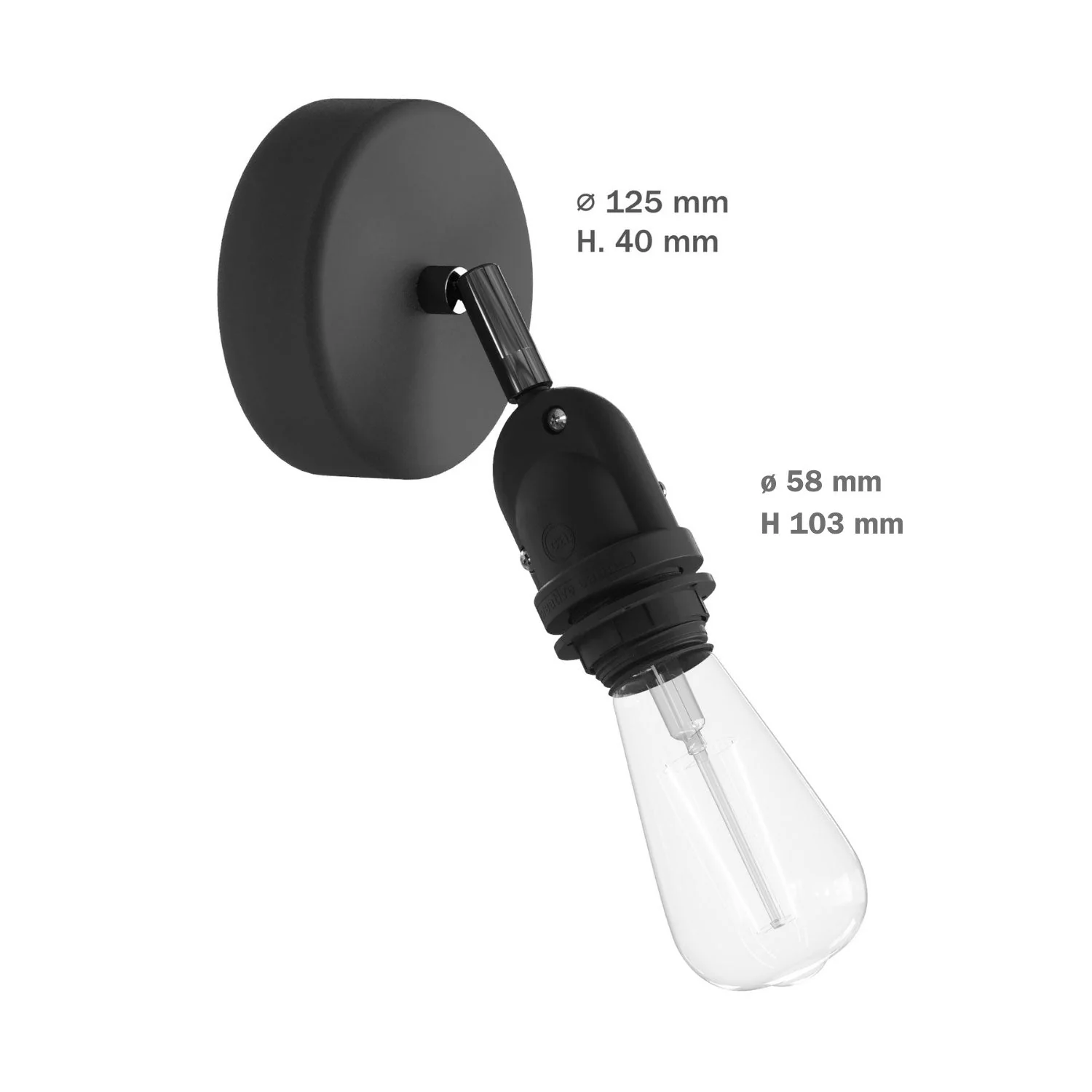 Fermaluce for Modulair lampshade with adjustable joint, ceiling rose and IP65 waterproof lamp holder - Black - Image 6