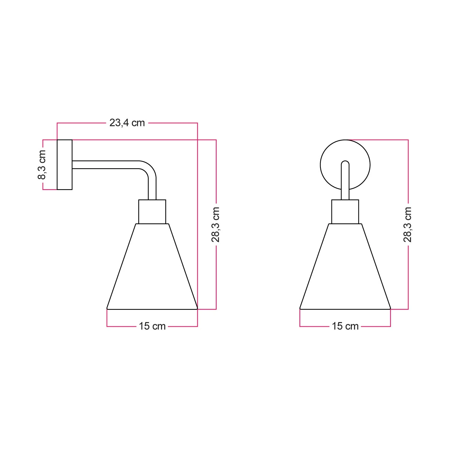 Fermaluce lamp with conical wooden lampshade and curved extension - Satin titanium - Image 3