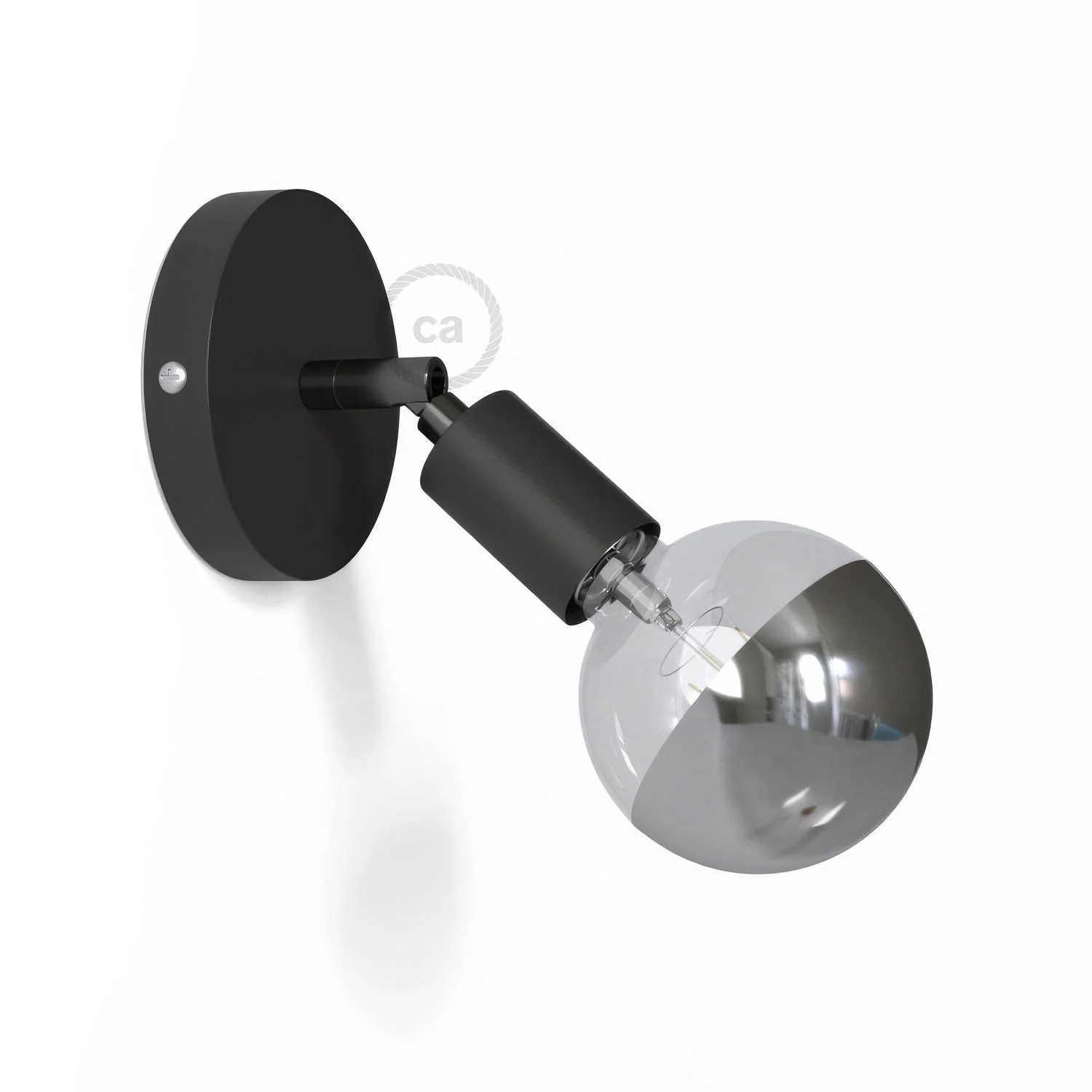 Fermaluce Metal 90°, adjustable light point for wall or ceiling – Black