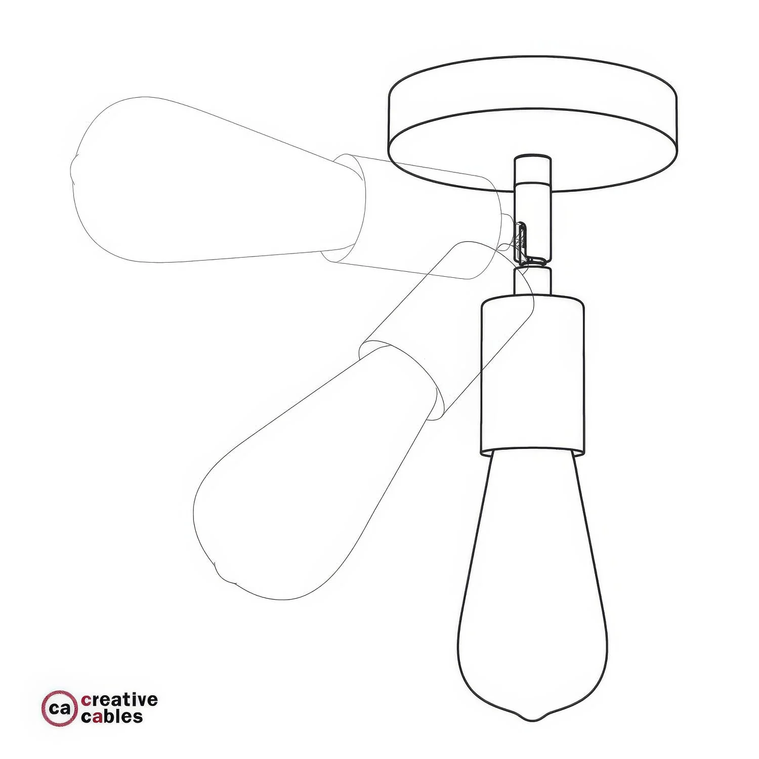 Fermaluce Metal 90°, adjustable light point for wall or ceiling - Chrome - Image 4