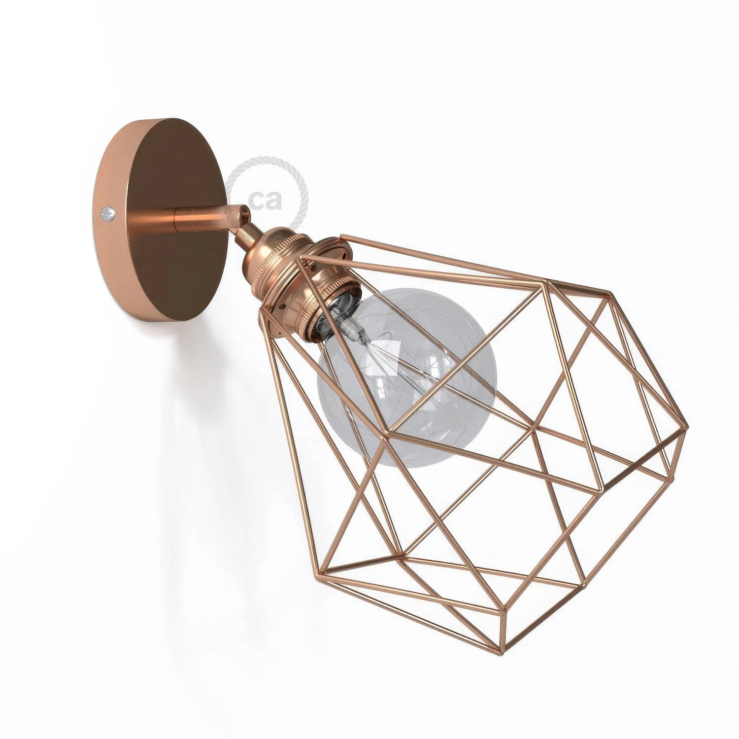 Fermaluce Metal 90° with Diamond lampshade, adjustable wall lamp in metal - Copper