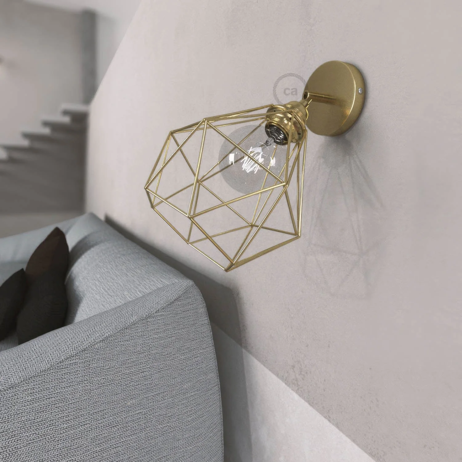 Fermaluce Metal 90° with Diamond Lampshade, adjustable wall lamp in metal - Brass - Image 2
