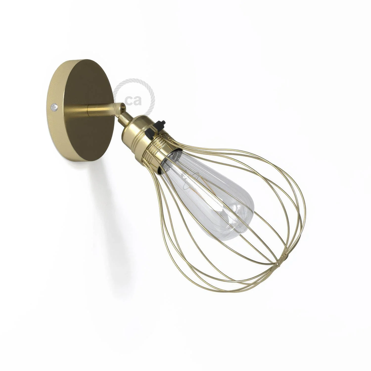 Fermaluce Metallo 90° with Drop lampshade, adjustable wall lamp in metal - Brass