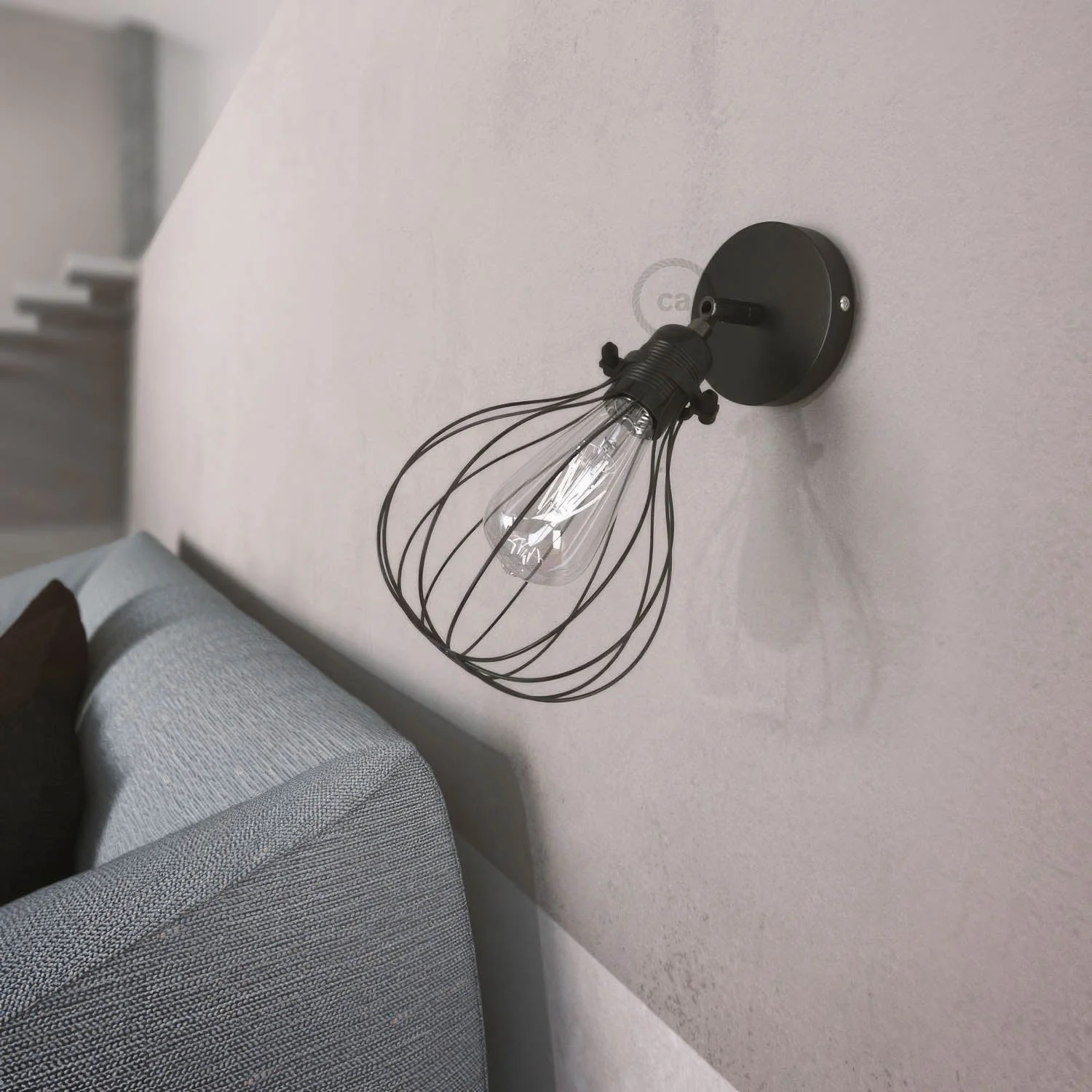 Fermaluce Metal 90° with Drop lampshade, adjustable wall lamp in metal - Pearl black - Image 2
