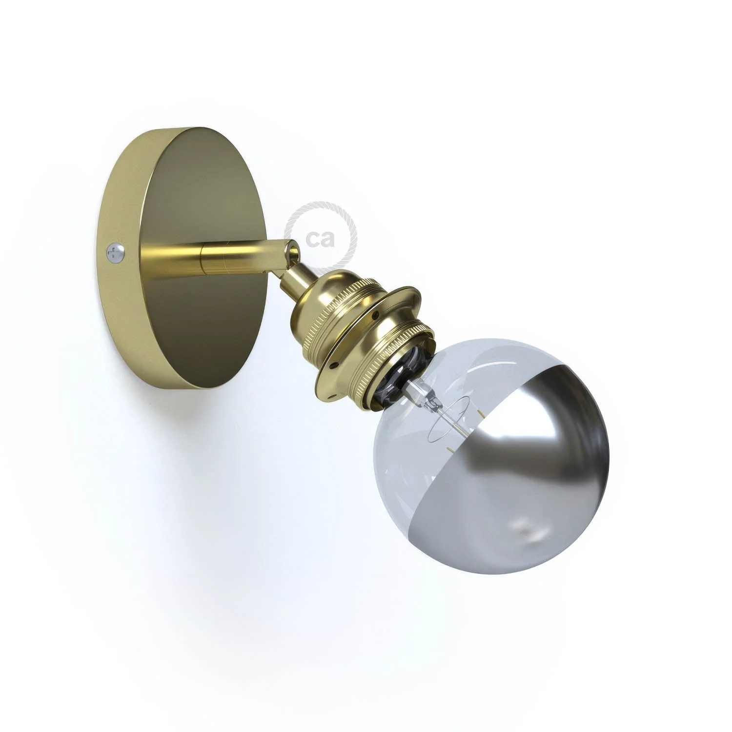 Fermaluce Metal 90° with threaded E27 lamp holder, adjustable metal light point - Brass