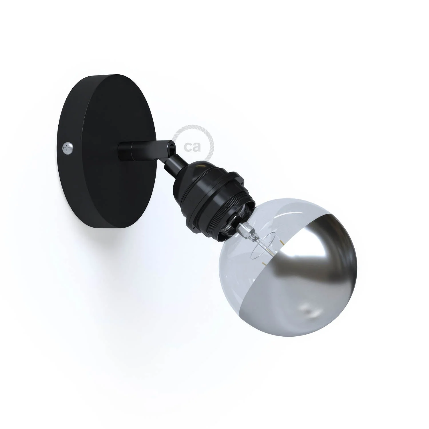 Fermaluce Metal 90° with E27 threaded lamp holder, adjustable metal light point - Black