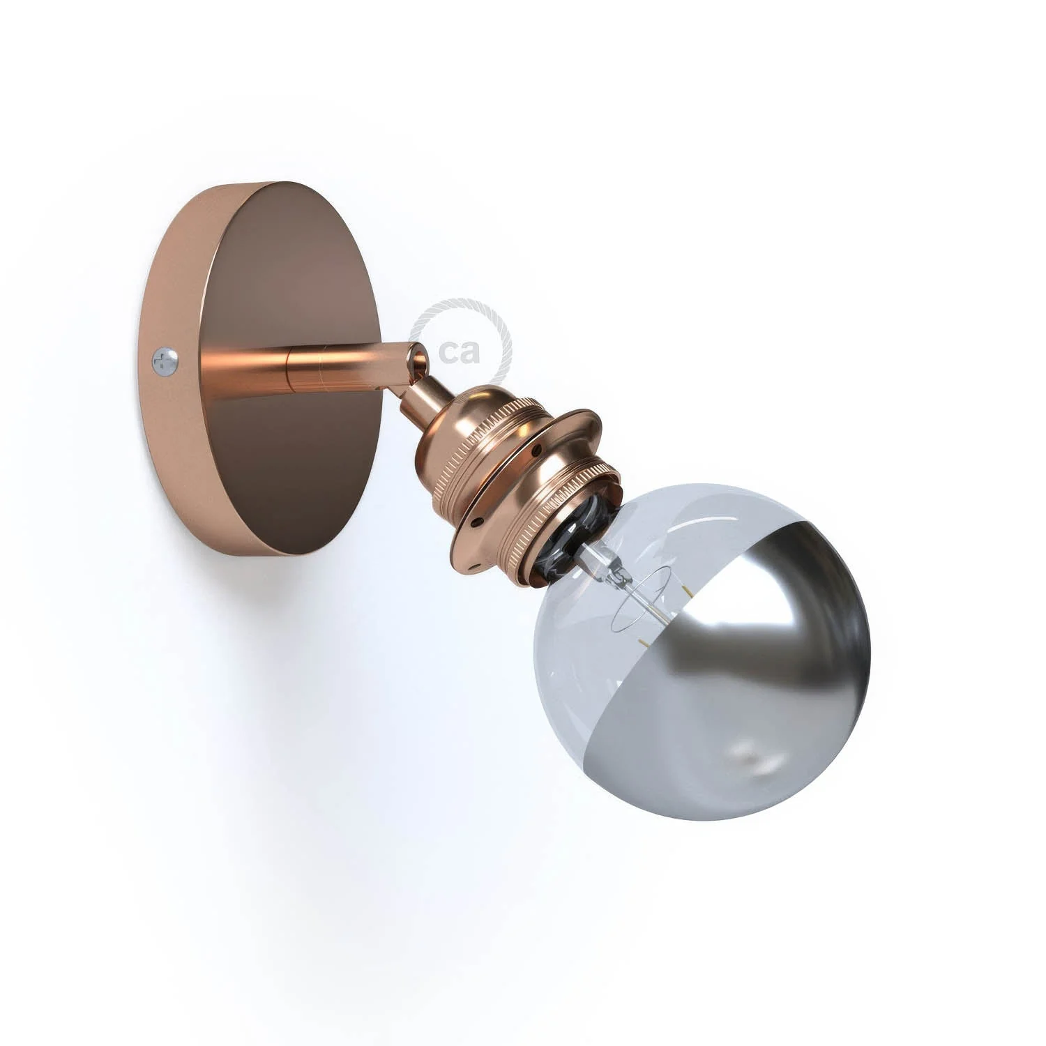 Fermaluce Metal 90° with threaded E27 lamp holder, adjustable metal light point - Copper