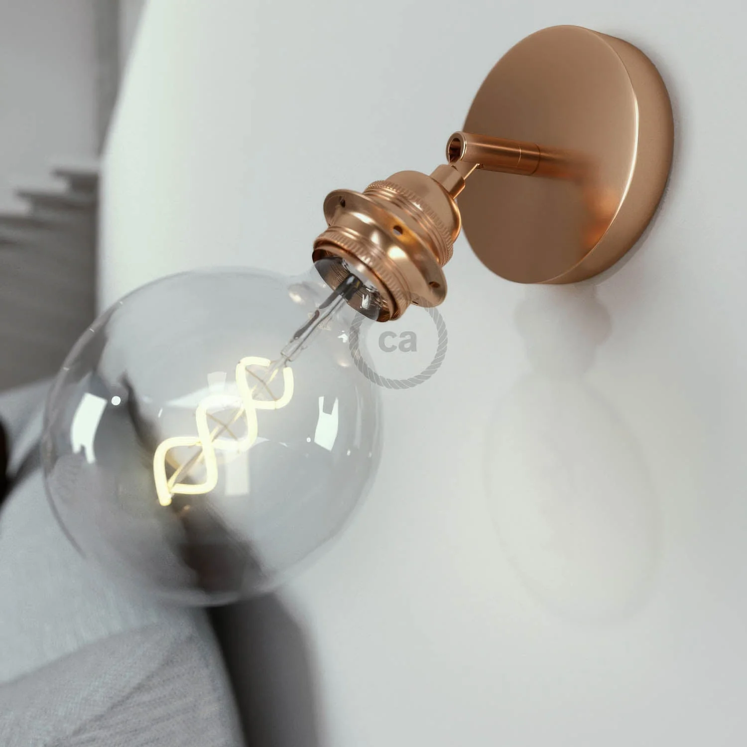 Fermaluce Metal 90° with threaded E27 lamp holder, adjustable metal light point - Copper - Image 2