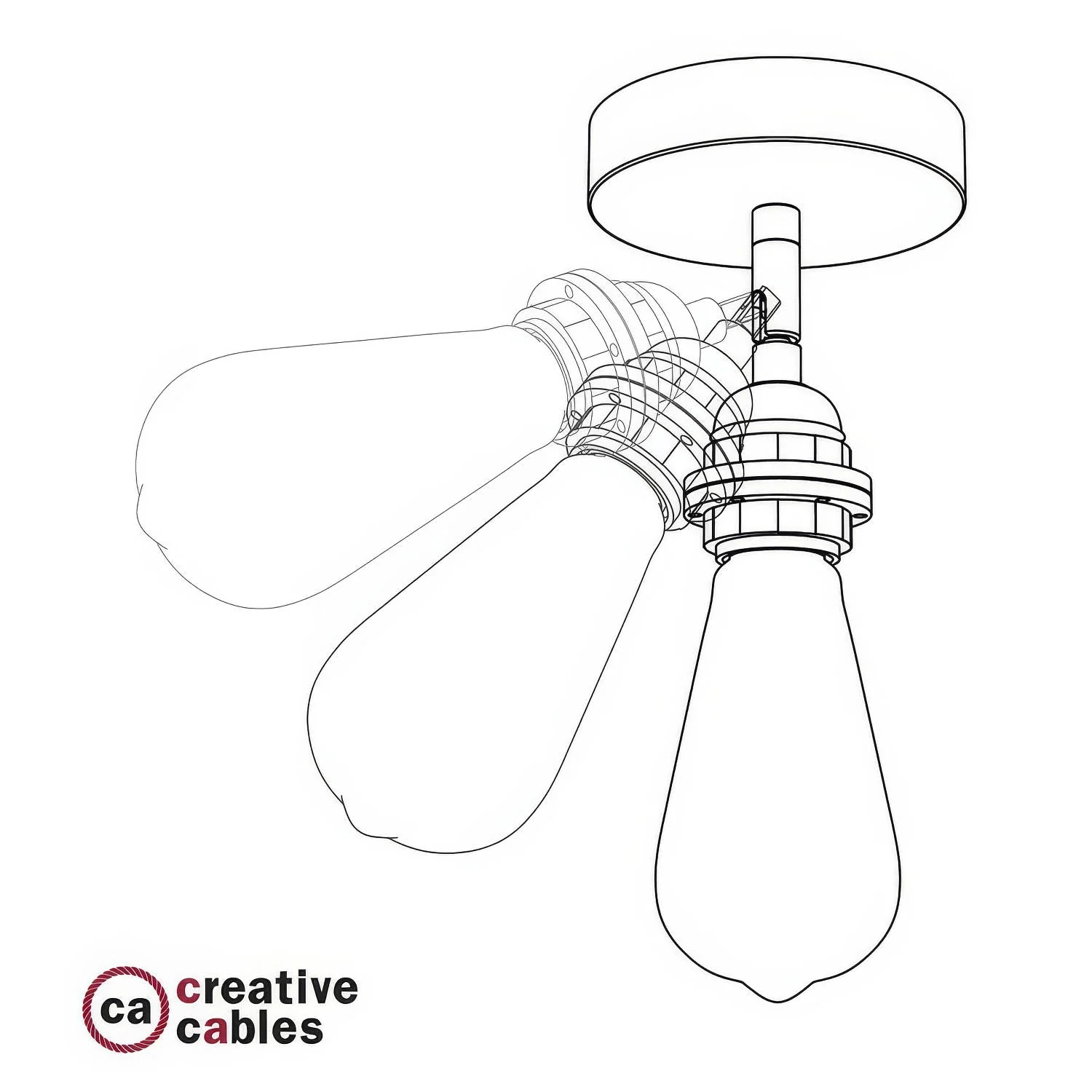 Fermaluce Metal 90° with threaded E27 lamp holder, adjustable metal light point - Copper - Image 3