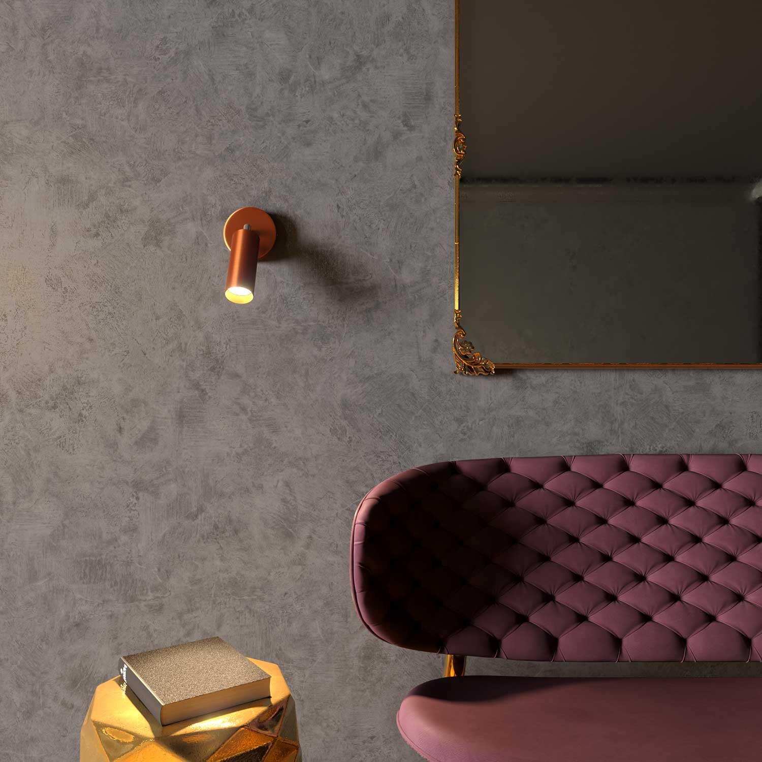 Fermaluce Metal adjustable spotlight in metal with Tub-E14 lampshade, wall lamp - Satin copper - Image 2