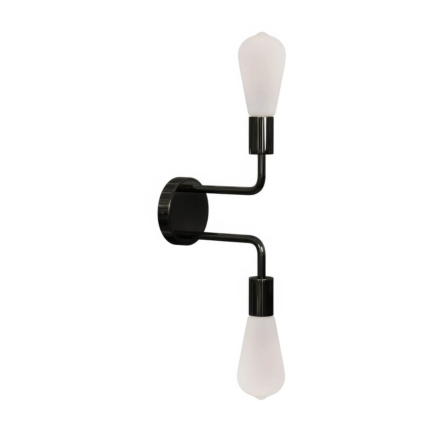 Fermaluce Metal, metal wall lamp with double curved extension - Pearl black