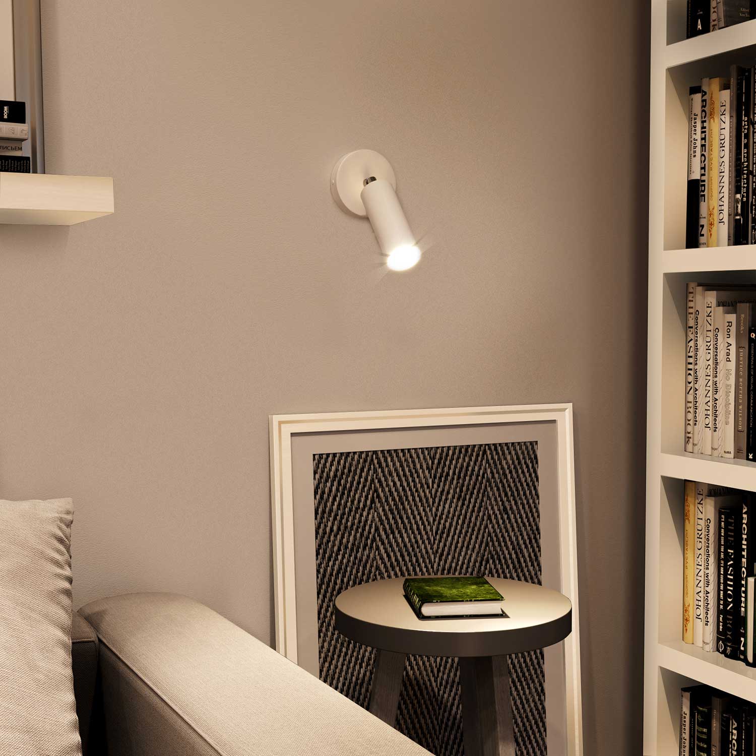 Fermaluce Metal adjustable spotlight in metal with Tub-E14 lampshade, wall lamp - White - Image 2