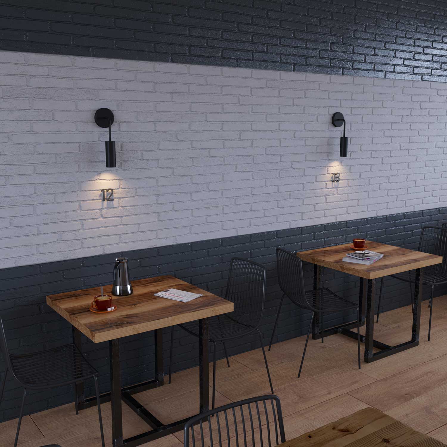 Fermaluce Metal, wall lamp in metal with curved extension and Tub-E14 lampshade - Black - Image 2