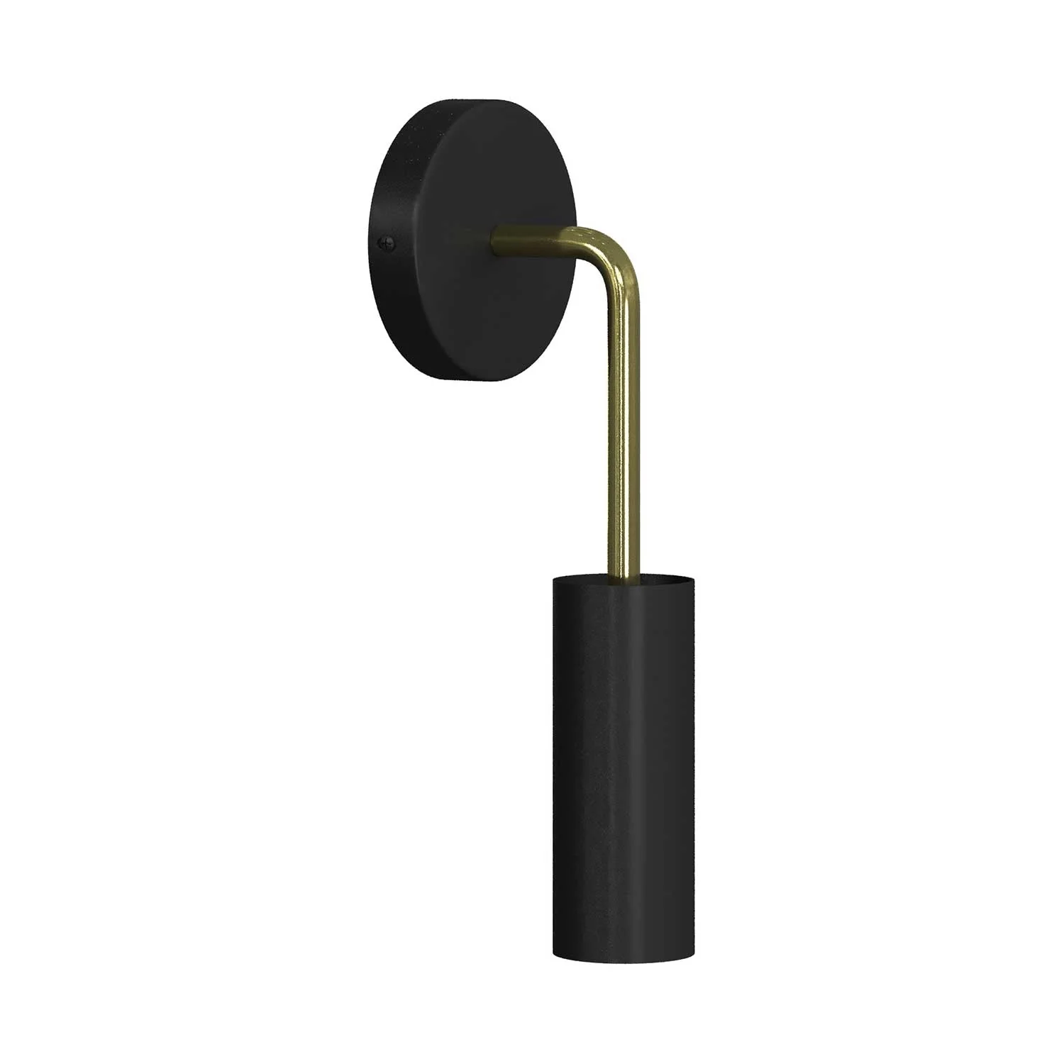 Fermaluce Metal, wall lamp in metal with curved extension and Tub-E14 lampshade - Brass