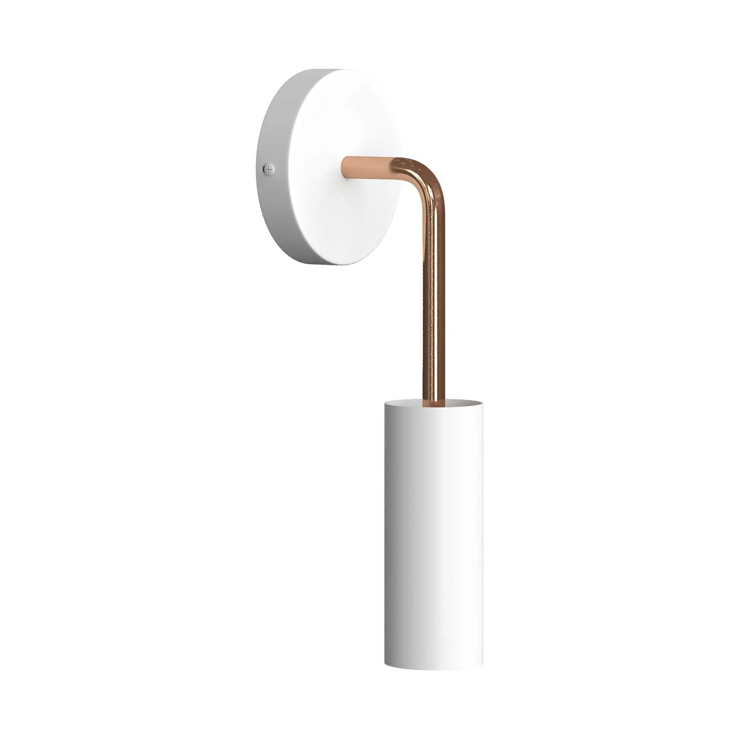 Fermaluce Metal, metal wall lamp with curved extension and Tub-E14 lampshade - Copper