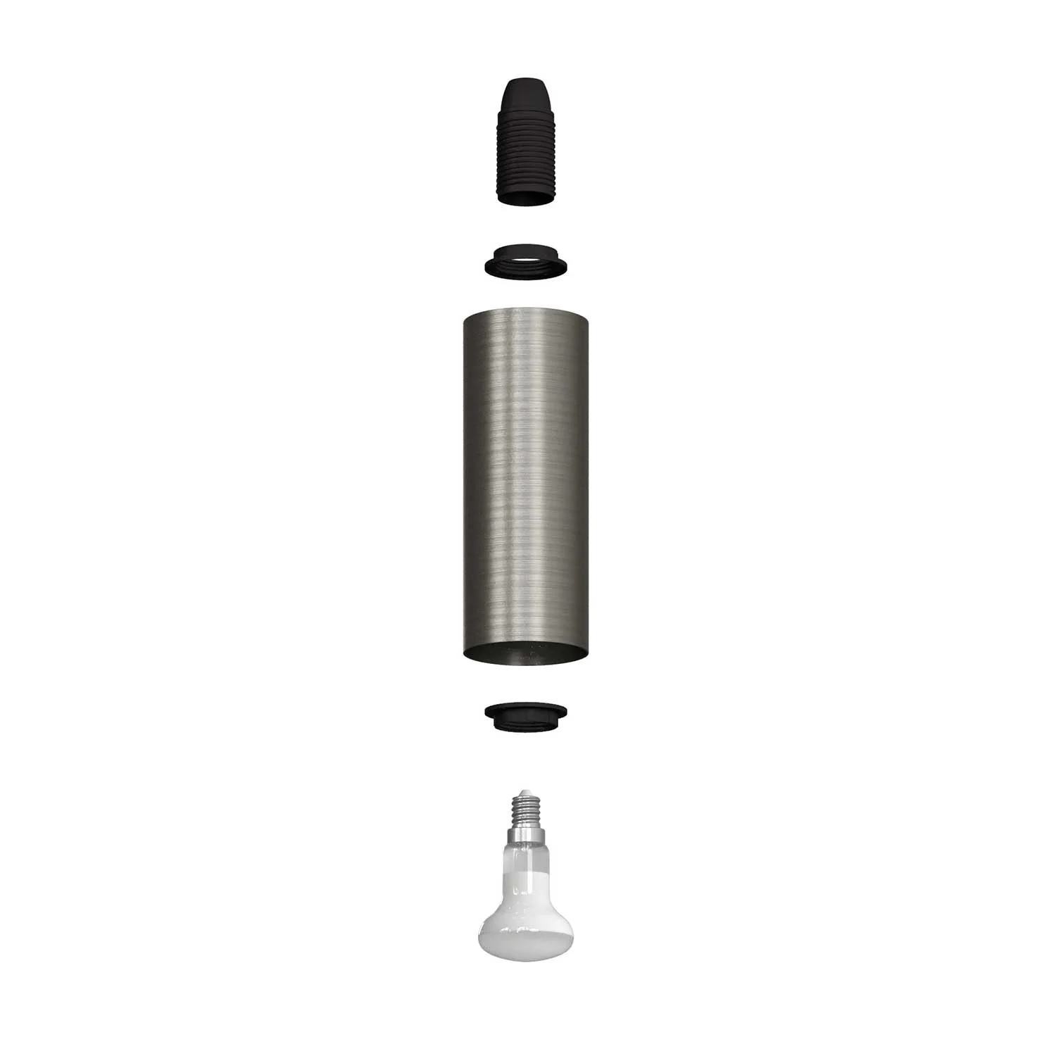 Fermaluce Metal, wall lamp in metal with curved extension and Tub-E14 lampshade - Satin titanium - Image 3