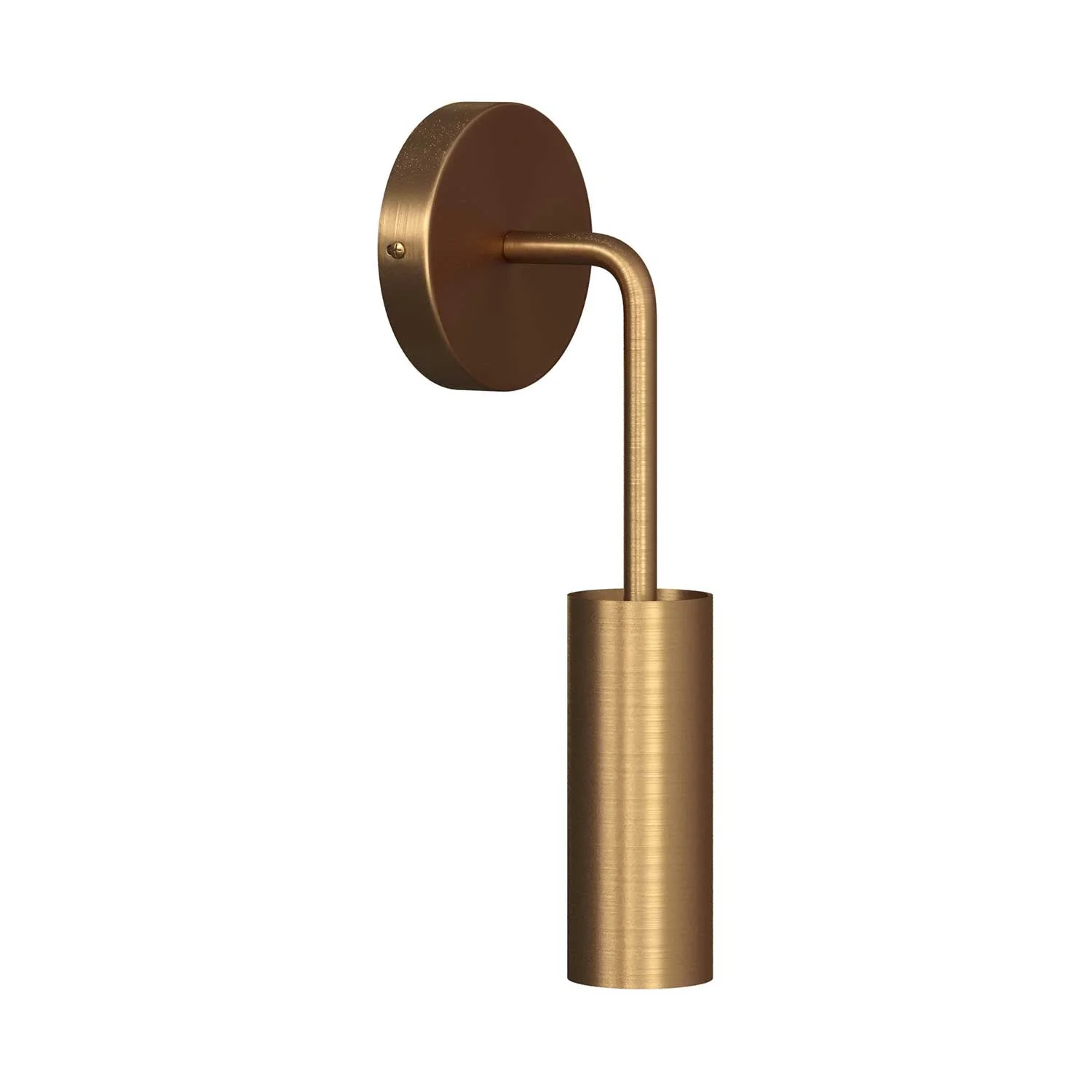 Fermaluce Metal, wall lamp in metal with curved extension and Tub-E14 lampshade - Satin bronze