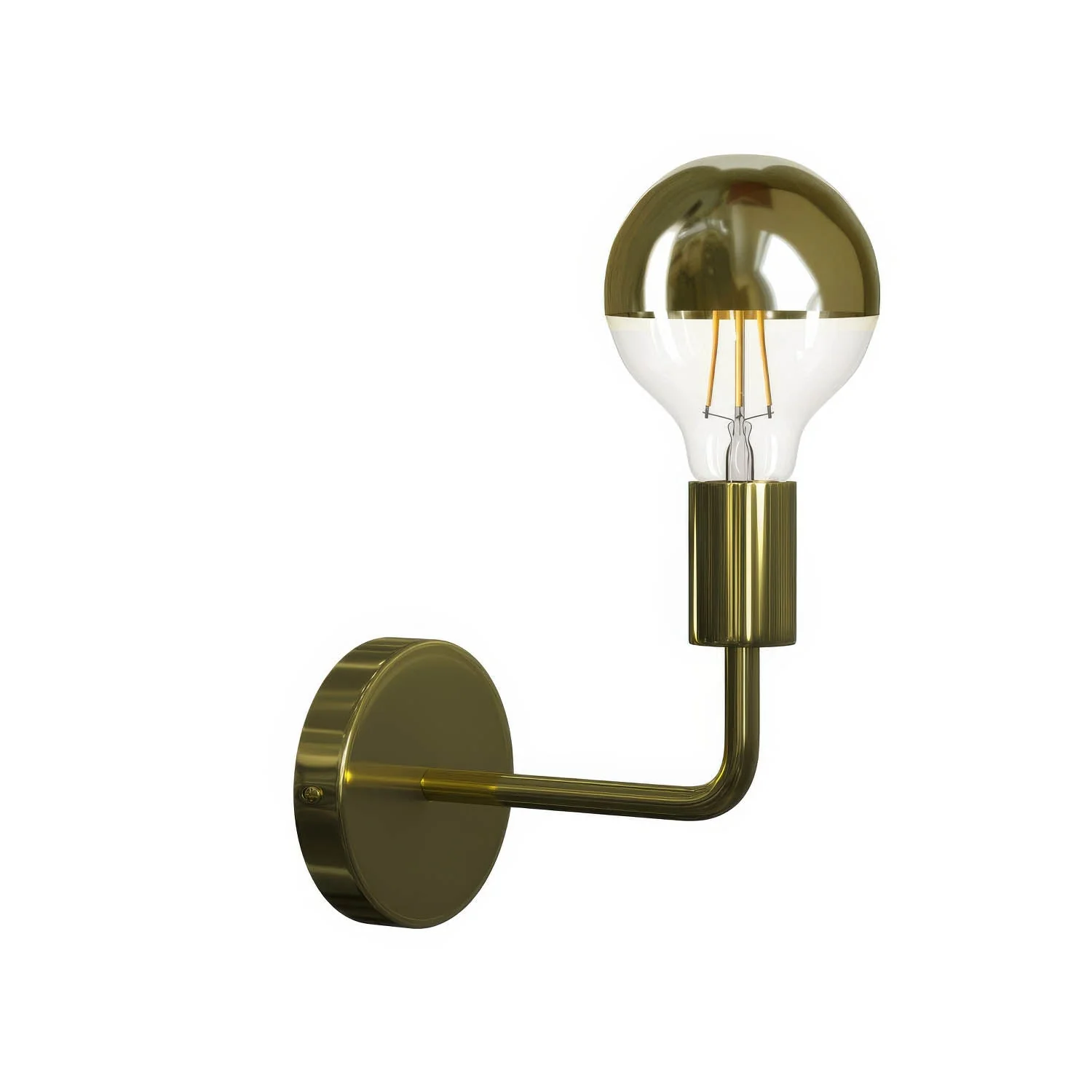 Fermaluce Metal, metal wall lamp with curved extension - Brass