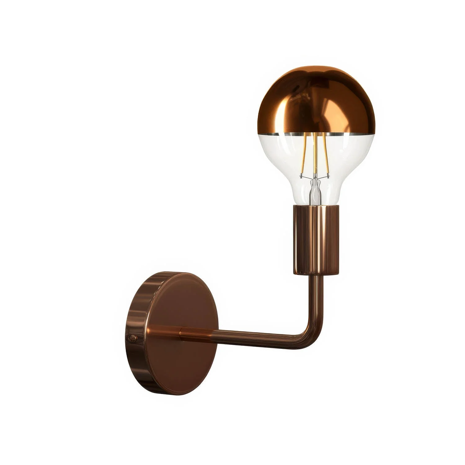 Fermaluce Metal, metal wall lamp with curved extension - Copper