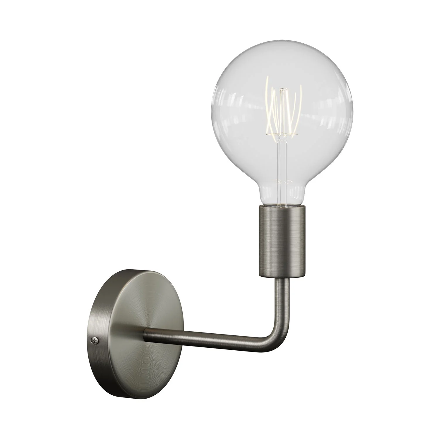 Fermaluce Metal, metal wall lamp with curved extension - Satin titanium