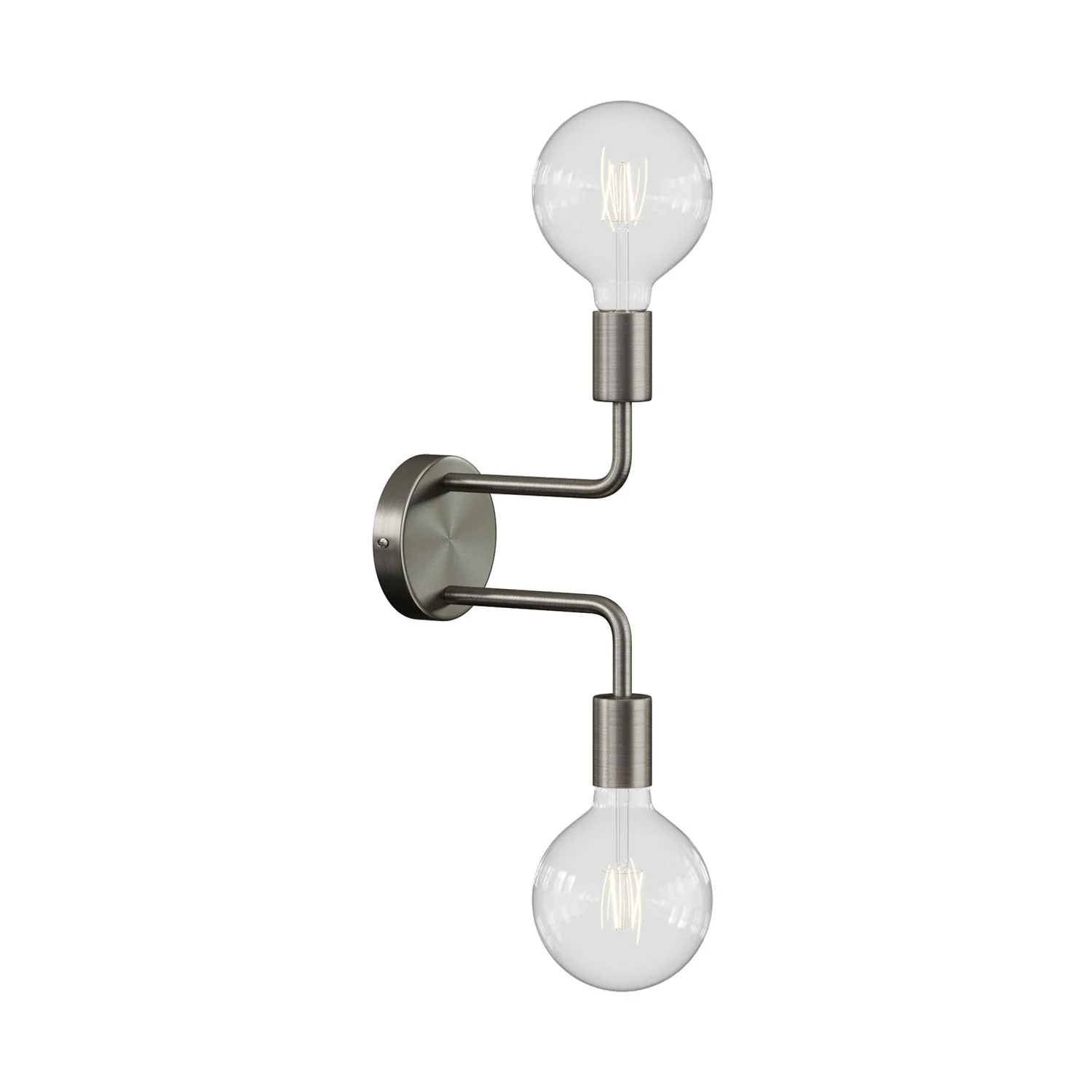 Fermaluce Metal, metal wall lamp with double curved extension - Satin titanium