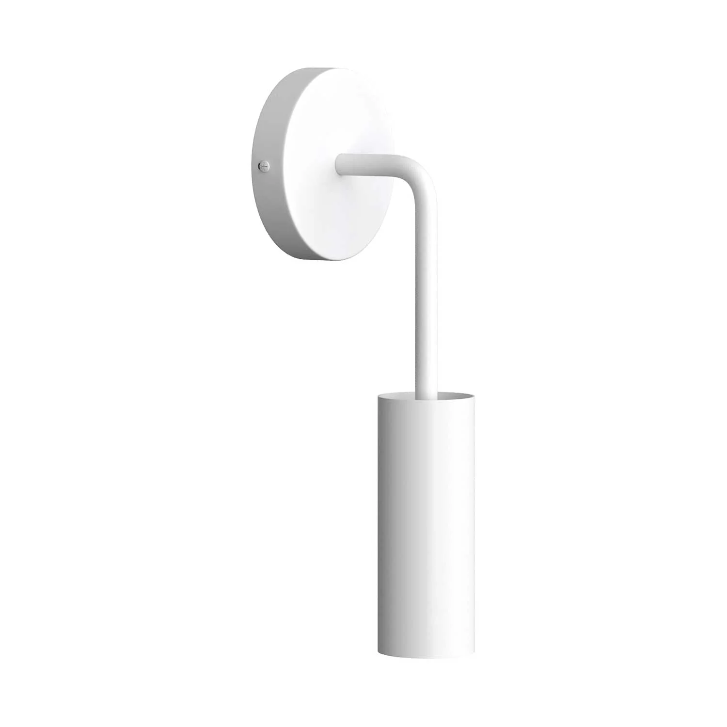 Fermaluce Metal, wall lamp in metal with curved extension and Tub-E14 lampshade - White