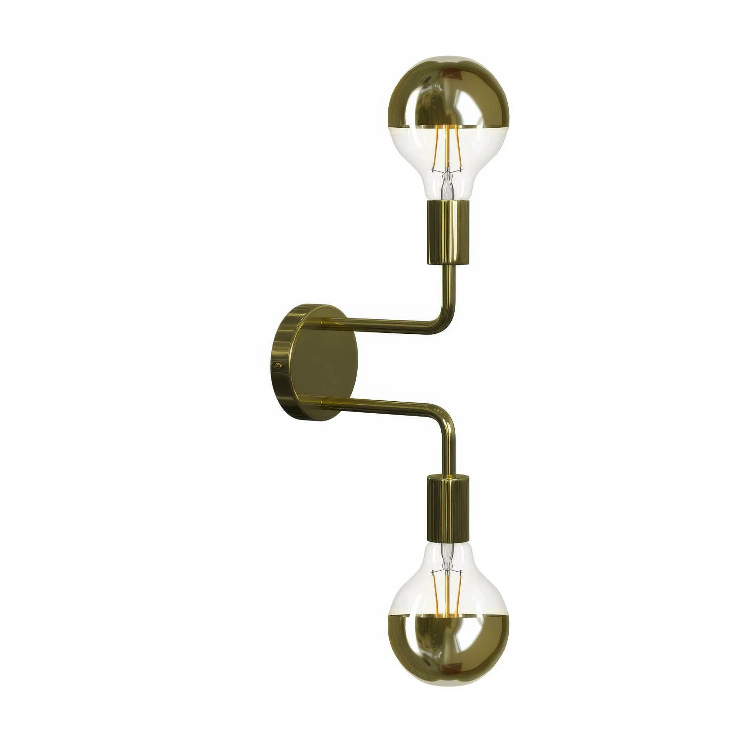 Fermaluce Metal, wall lamp in metal with double curved extension - Brass