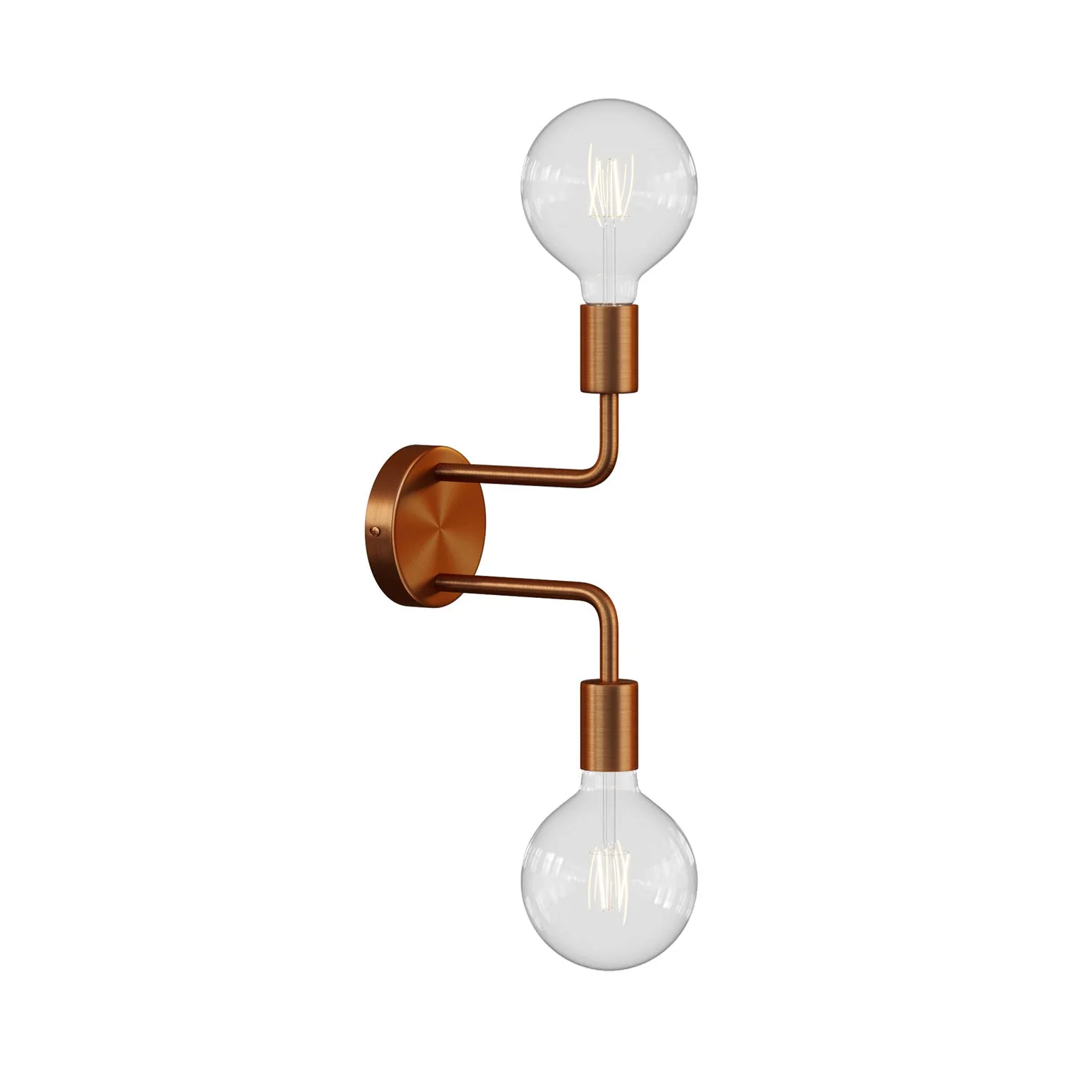 Fermaluce Metal, metal wall lamp with double curved extension - Satin copper
