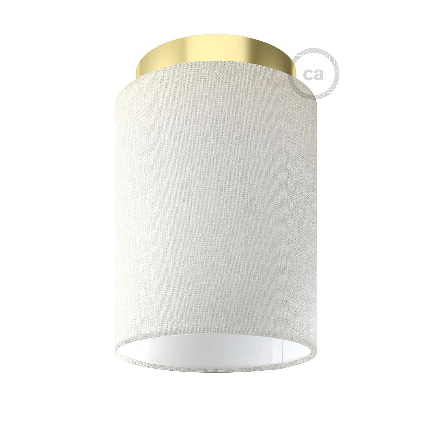 Fermaluce Metal with Cylinder lampshade, flush-to-wall lamp - Glossy white Linone