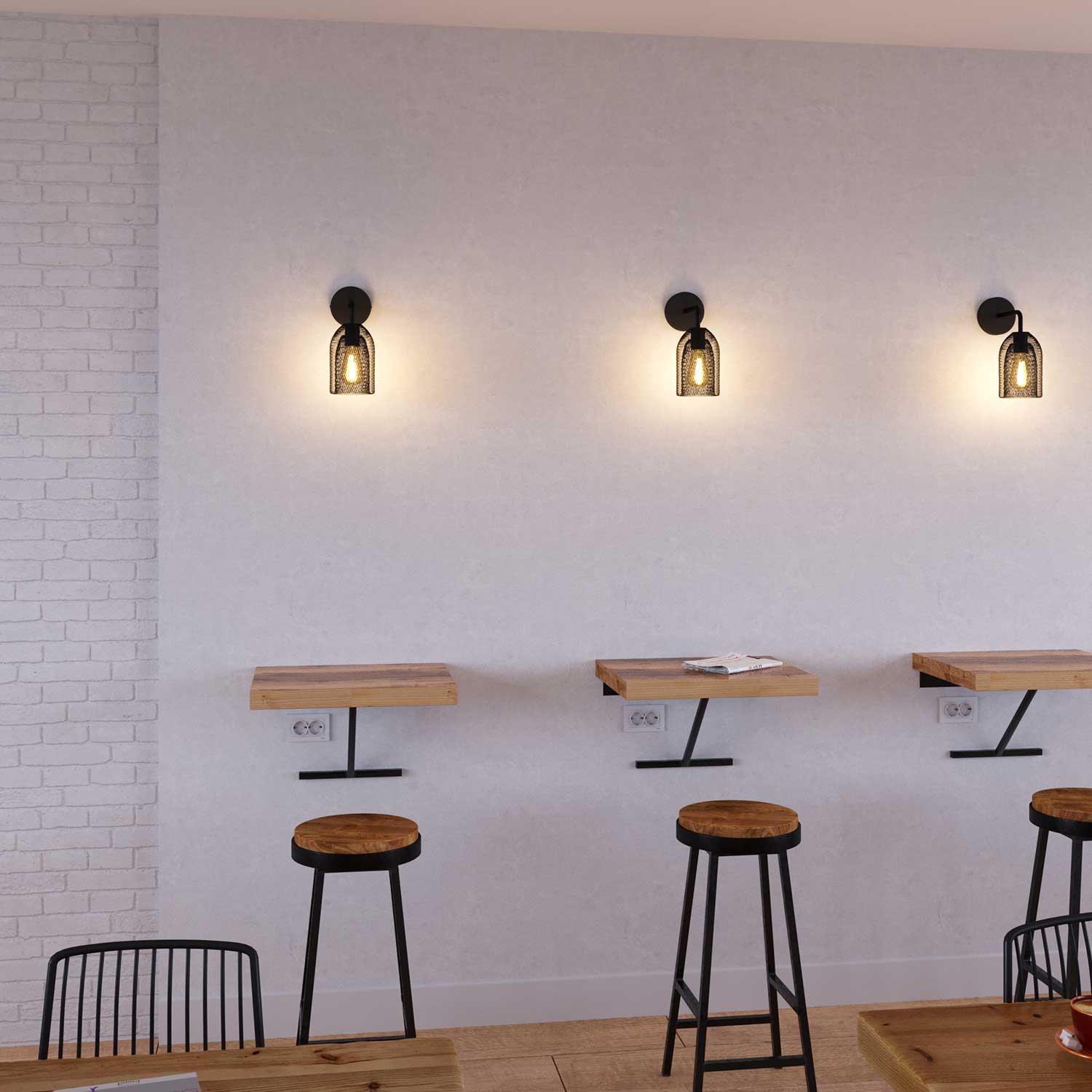 Fermaluce Metal with Ghostbell lampshade, metal wall lamp with curved extension - Black - Image 2