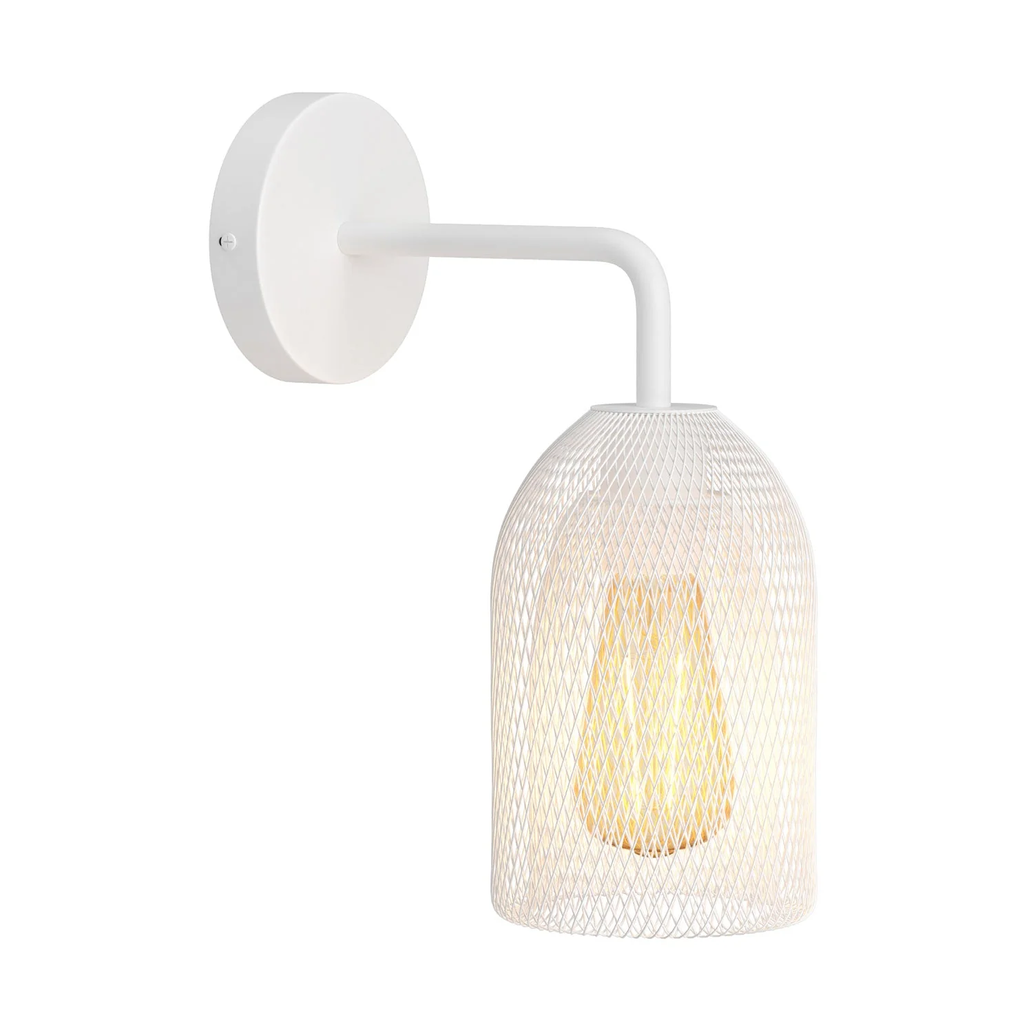 Metal Fermaluce with Ghostbell lampshade, wall lamp in metal with curved extension - White