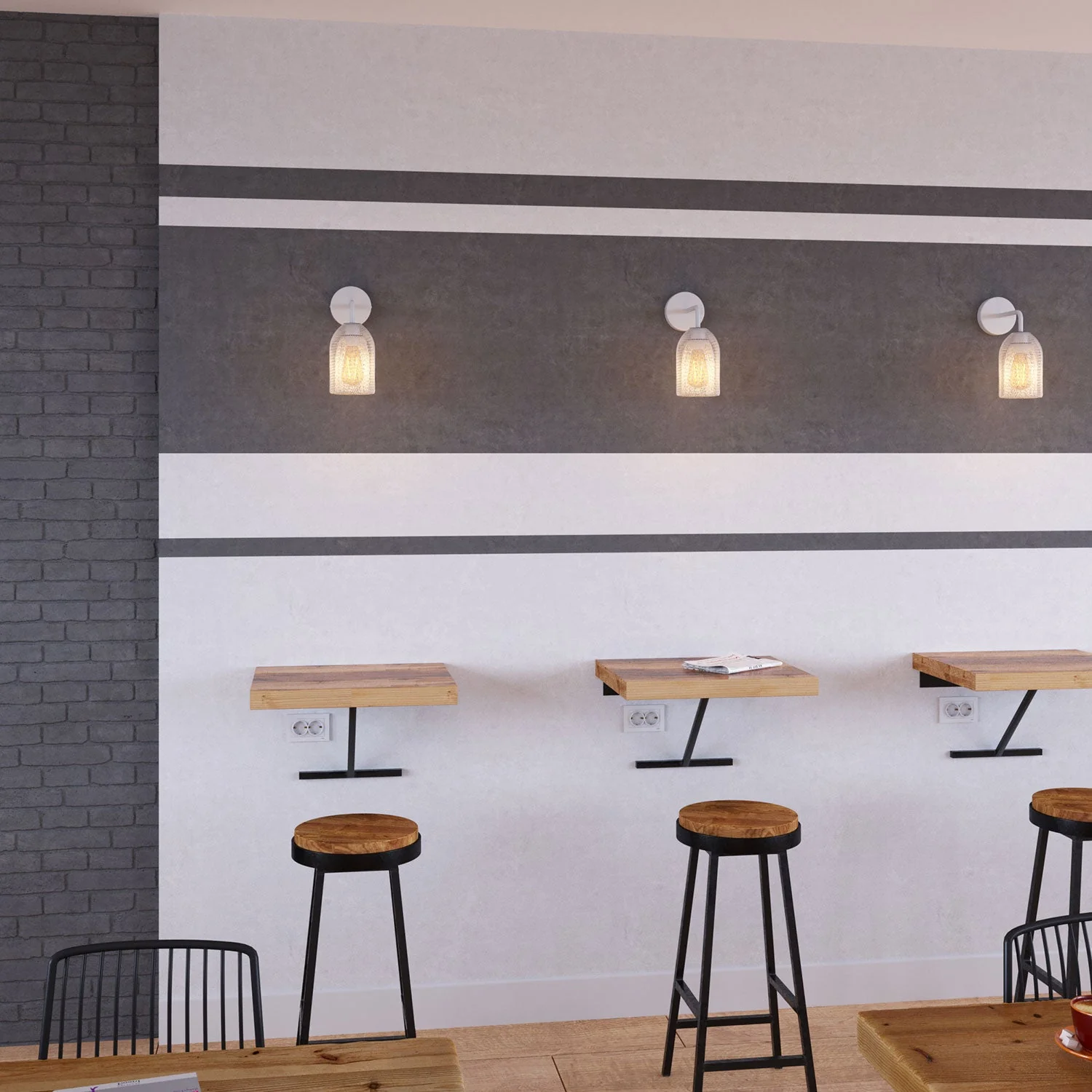 Metal Fermaluce with Ghostbell lampshade, wall lamp in metal with curved extension - White - Image 2
