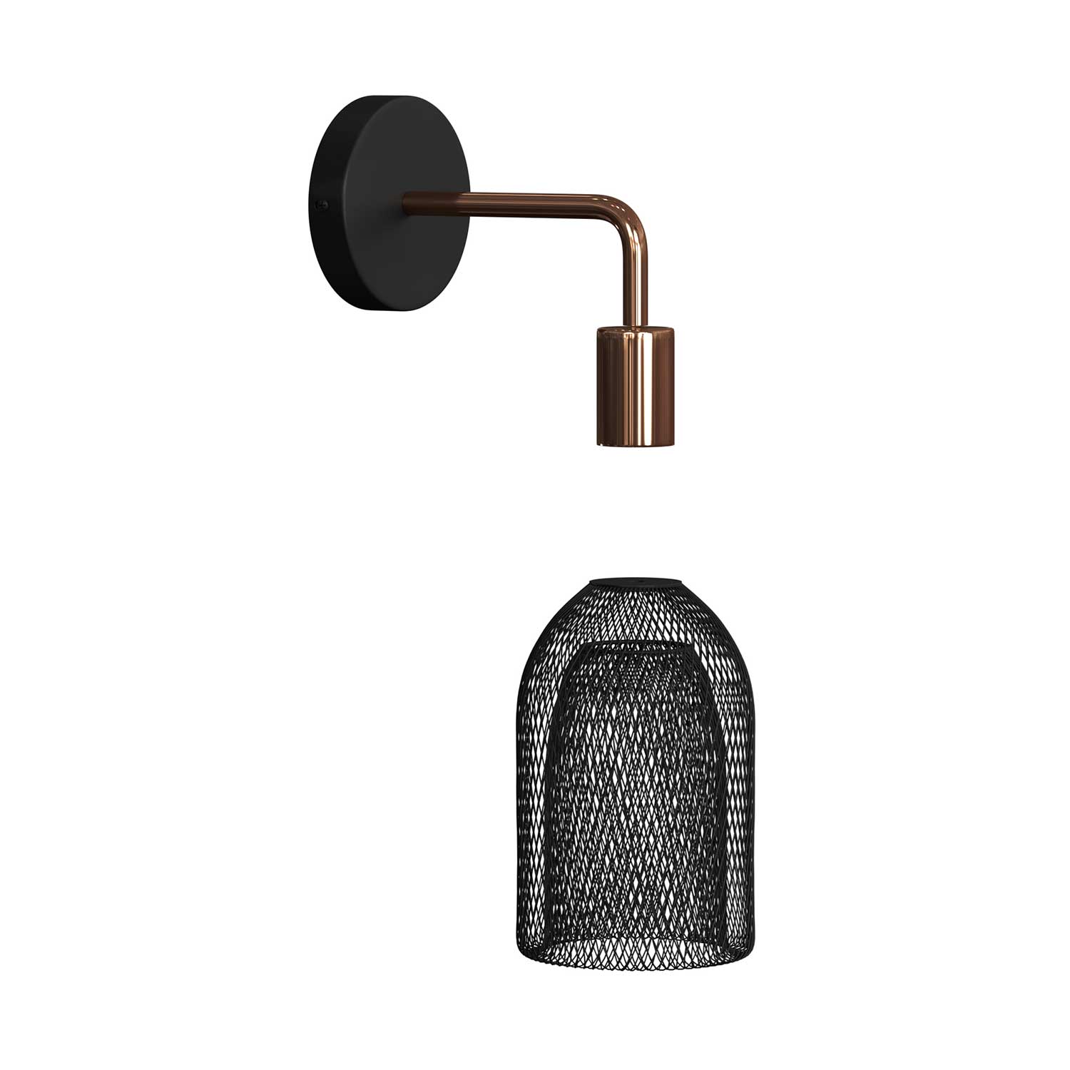 Fermaluce Metal with Ghostbell lampshade, metal wall lamp with curved extension - Copper - Image 3